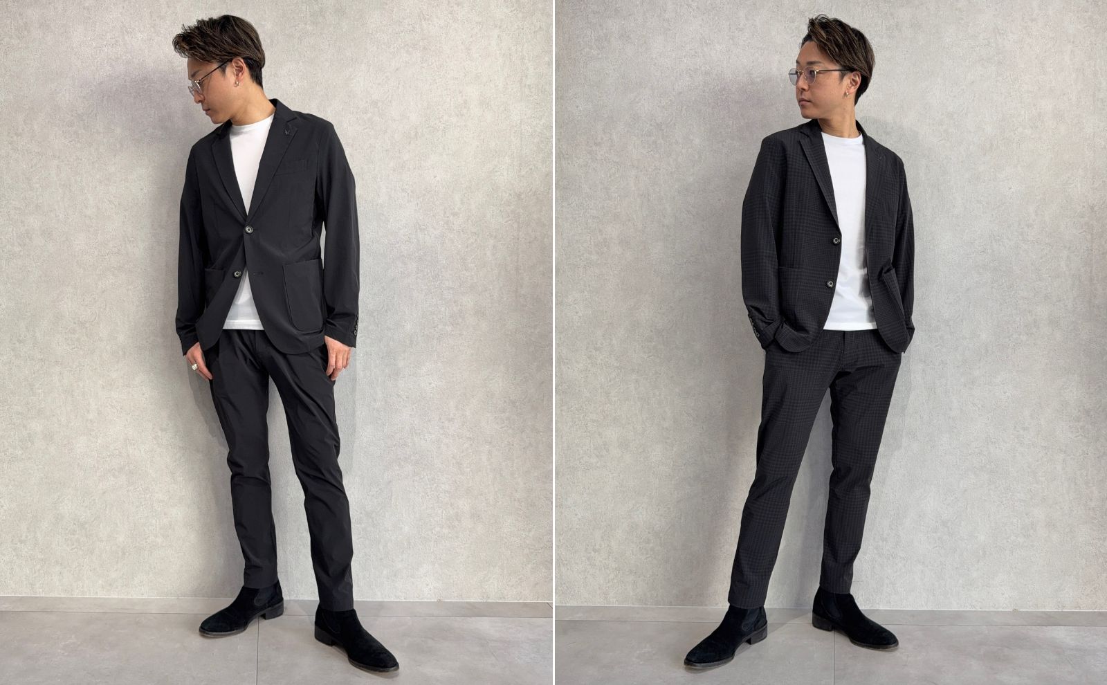 夏にも対応のストレッチナイロンセットアップ