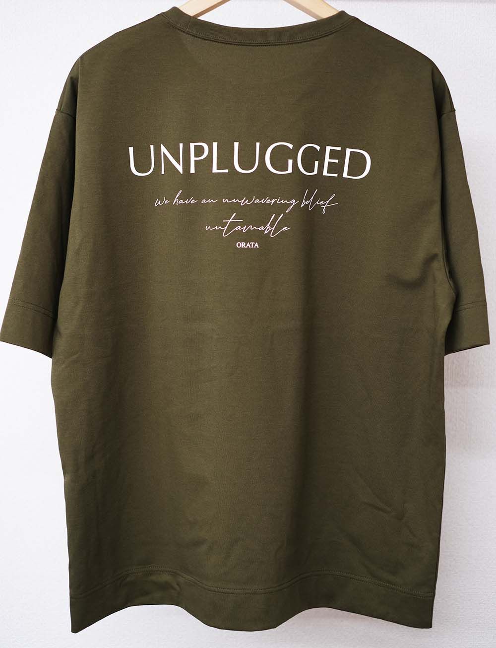 UNPLUGGED BACK T / OR1-T-002 / プリントTシャツ / カーキ
