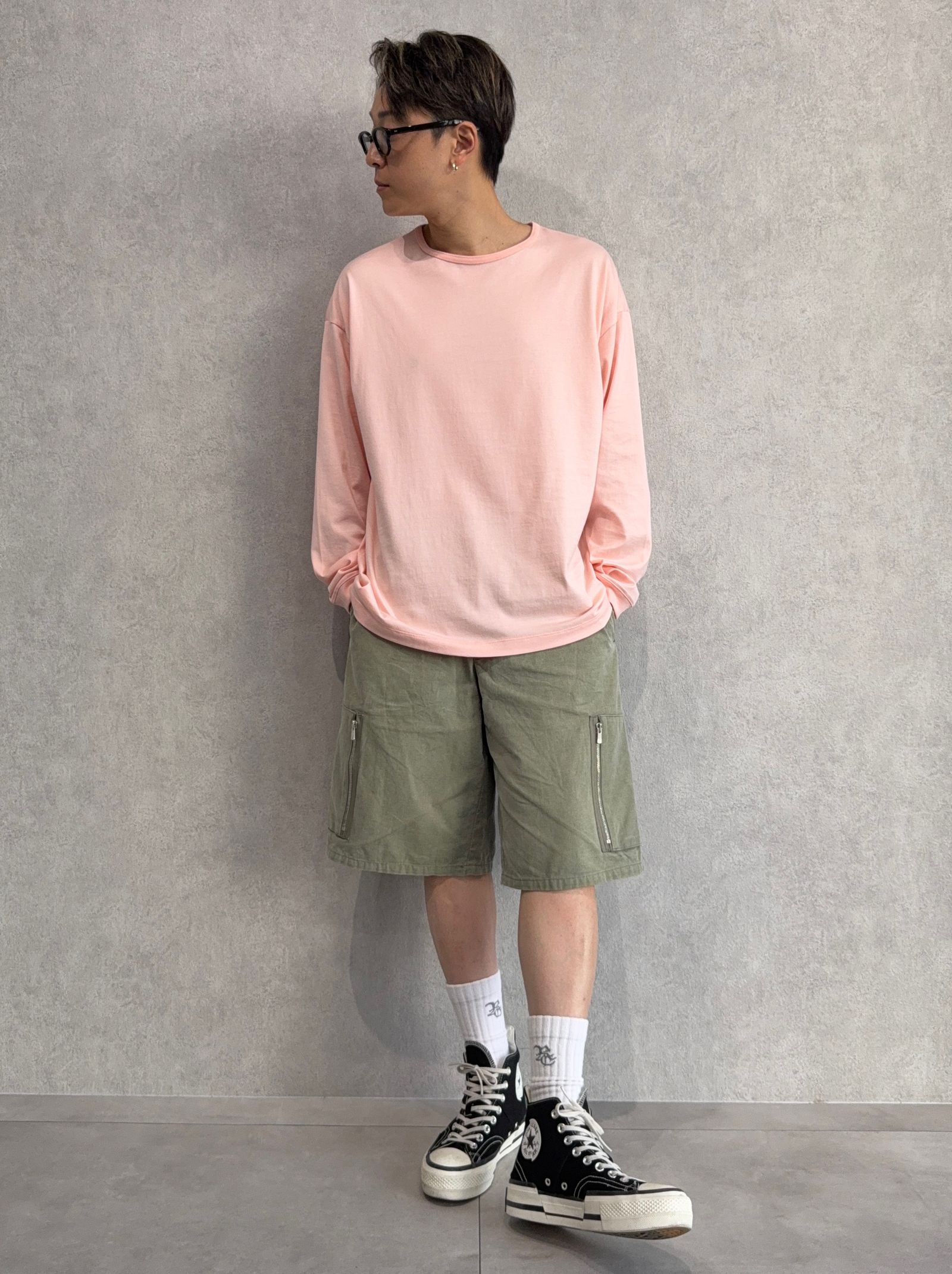 より一層オシャレに見える、ロンTEE×ハーパンの合わせ