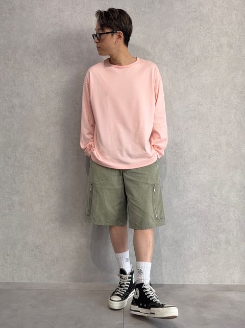 より一層オシャレに見える、ロンTEE×ハーパンの合わせ
