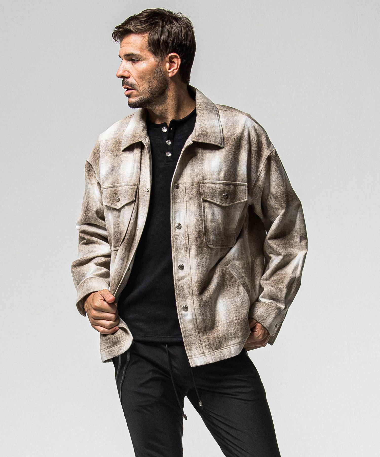 FLANNEL CHECK JK / RC38-JK-007 / フランネルチェックCPOジャケット / ブラウン (10月中旬入荷予定)