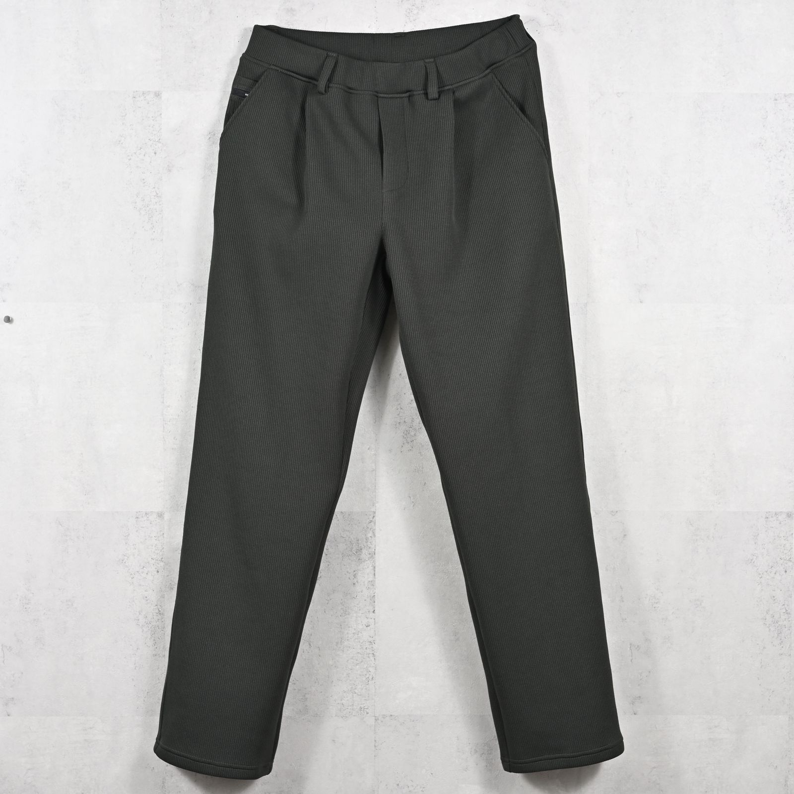 AZE WIDE TUCK PANTS / RC39-ST-016WT2 / 高機能畦編みニットワイドタックパンツ / カーキ (1月中旬入荷予定)