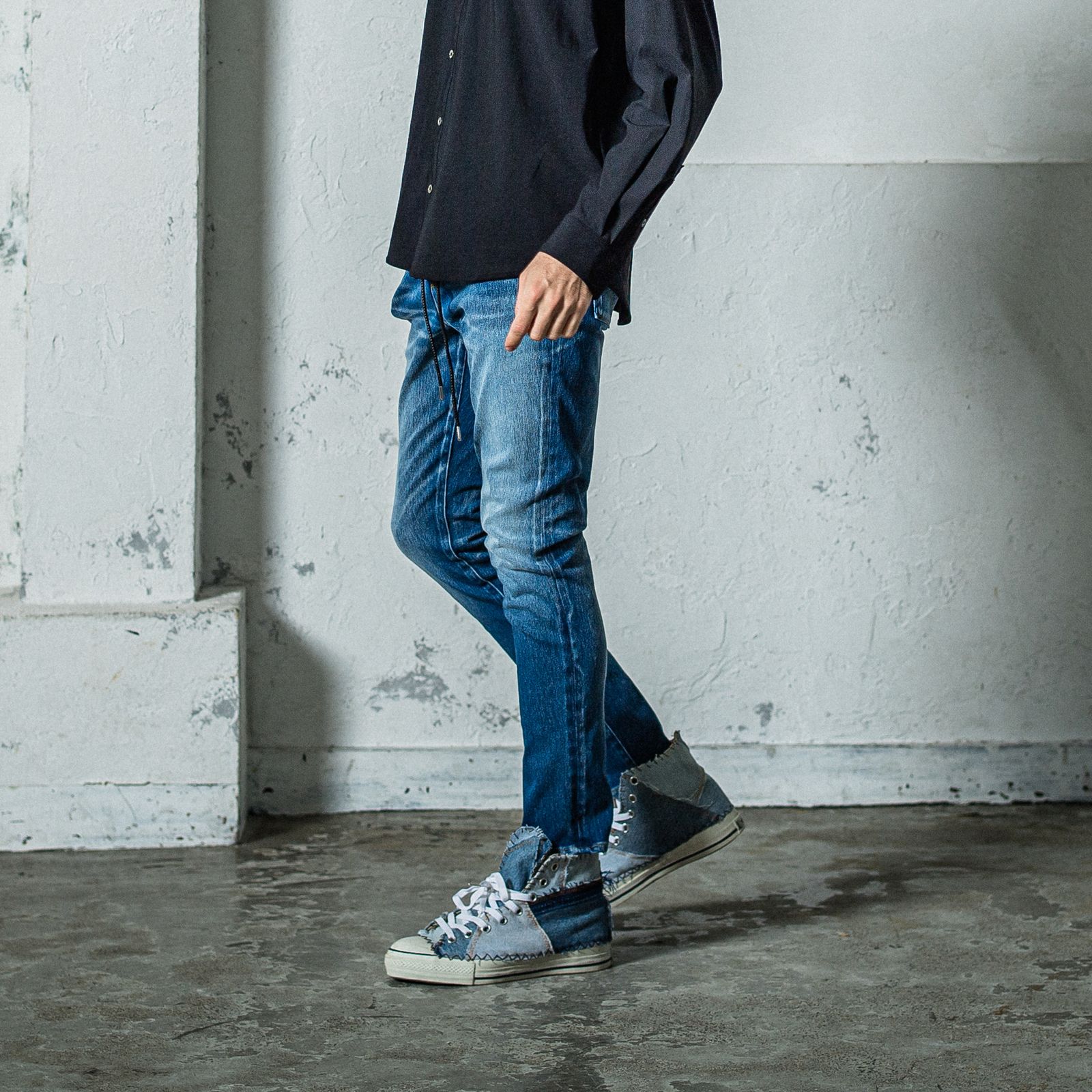 MICK DENIM JERSEY / RC35-ST-020 / デニムジャージテーパードパンツ / インディゴユーズド