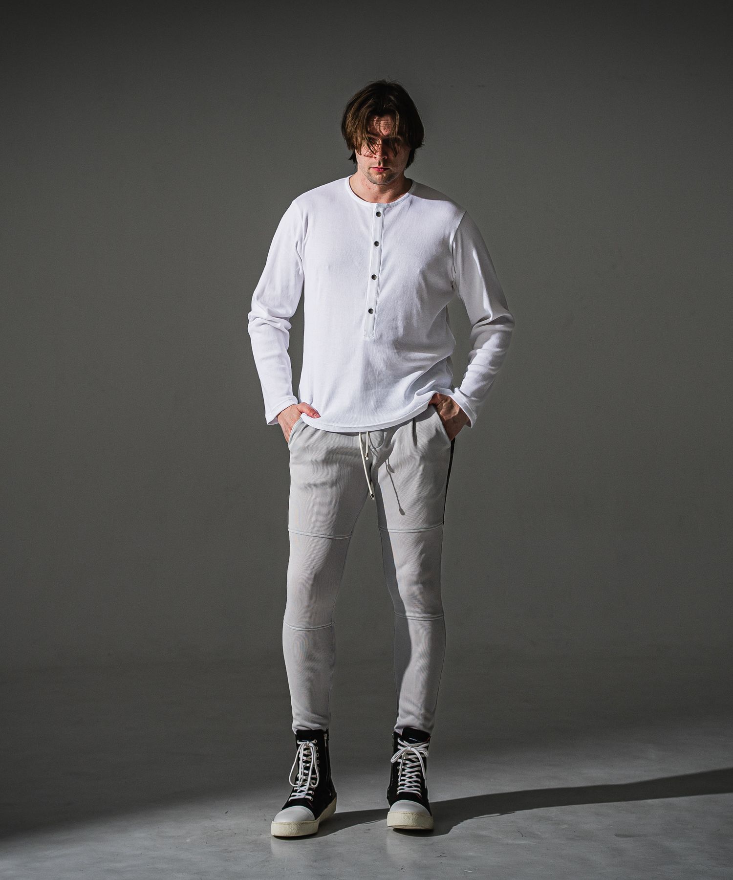 RIB HENRY LONGSLEEVE / RC41-T-005 / リブヘンリーネック長袖Tシャツ / ホワイト (7月中旬入荷予定)