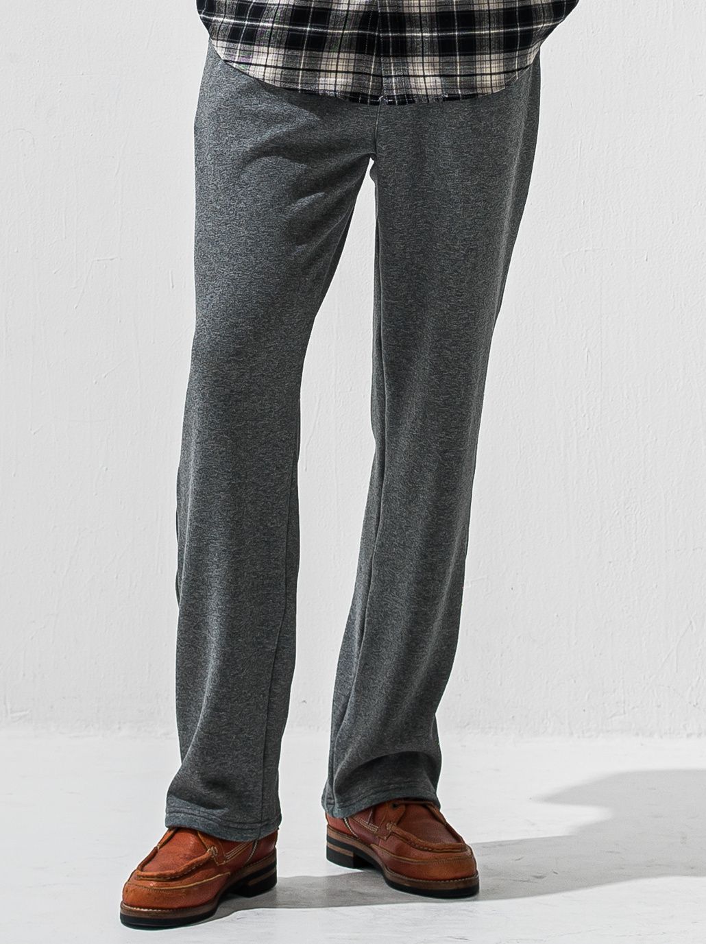 VELOURS FLEECE WIDE TUCK PANTS / RC42-ST-016HWT / 裏起毛セミワイドタックパンツ / チャコール (11月中旬入荷予定)