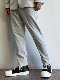PAT WIDE EASY PANTS / RC31-ST-036 / ベルト付きテーパードワイドパンツ / グレー