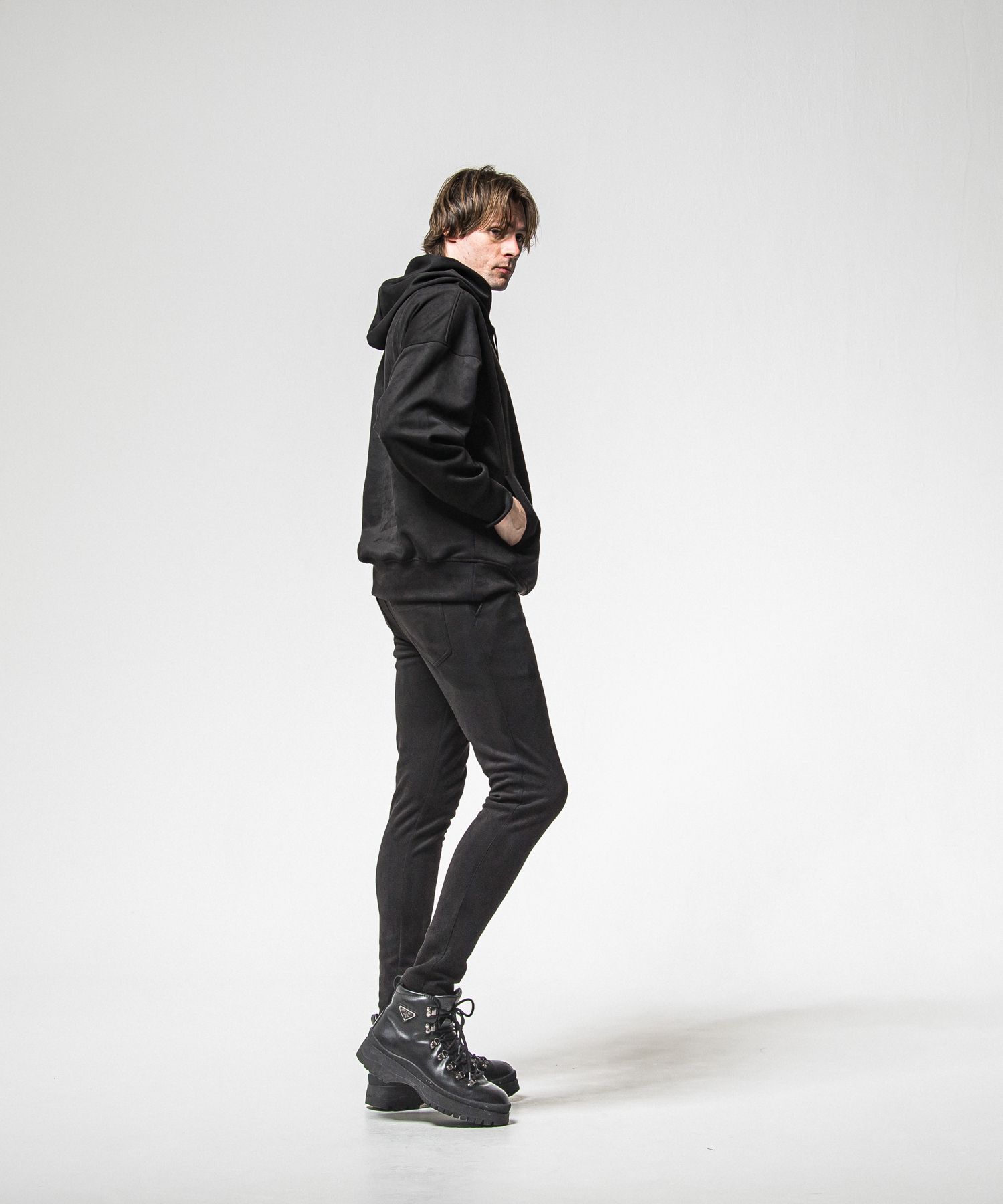 SUEDE LOOSE HOODIE / RC38-C-006 / スエードパーカー / ブラック (1月上旬入荷予定)