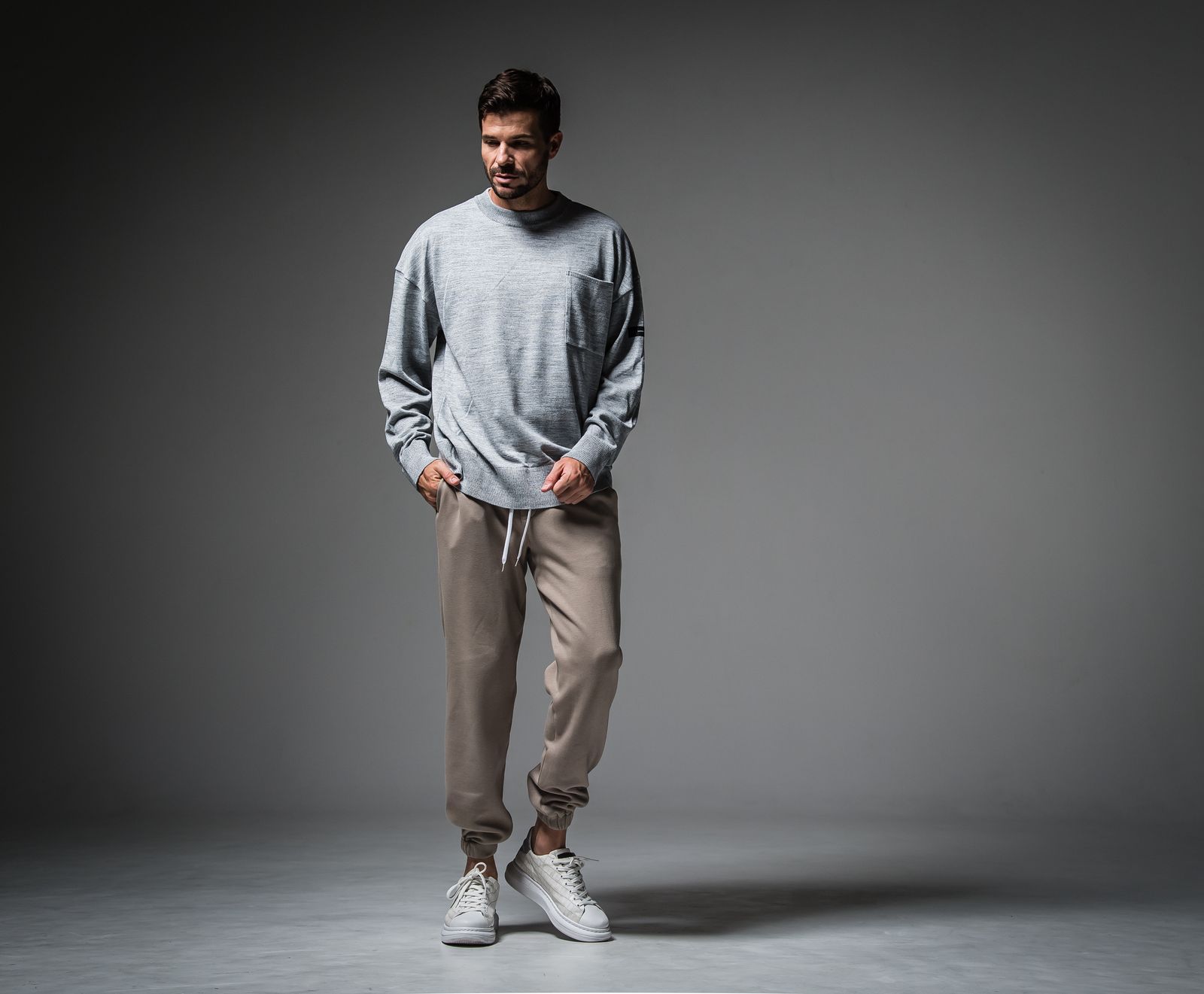 MIKE HEAT PANTS / RC30-ST-028H / 裏起毛ルーズ裾ゴムパンツ / グレージュ
