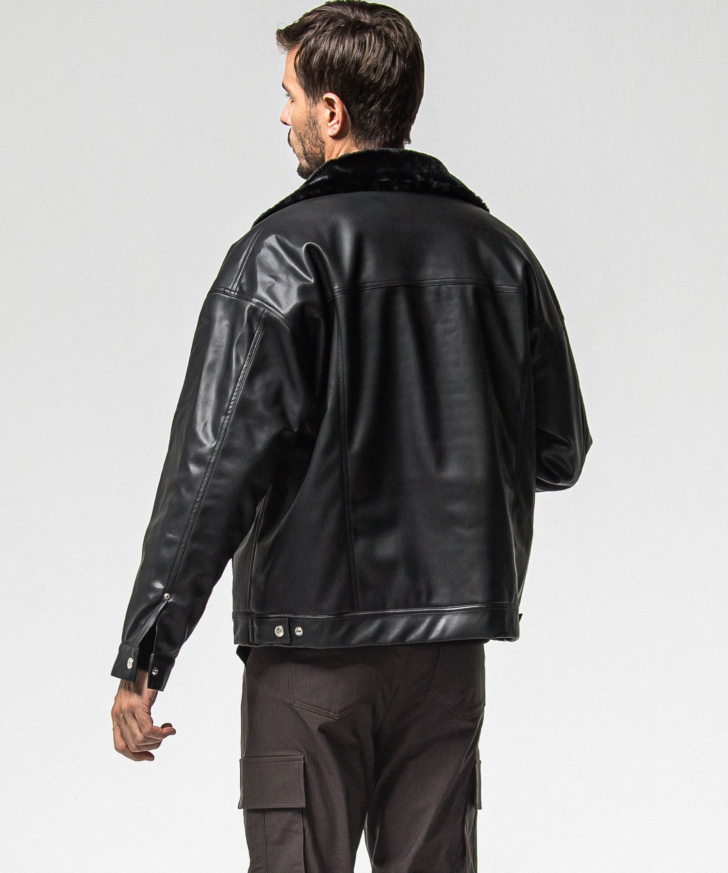 LEATHER FUR OVER G / RC38-JK-002 / レザーファーGジャン / ブラック (11月中旬入荷予定)
