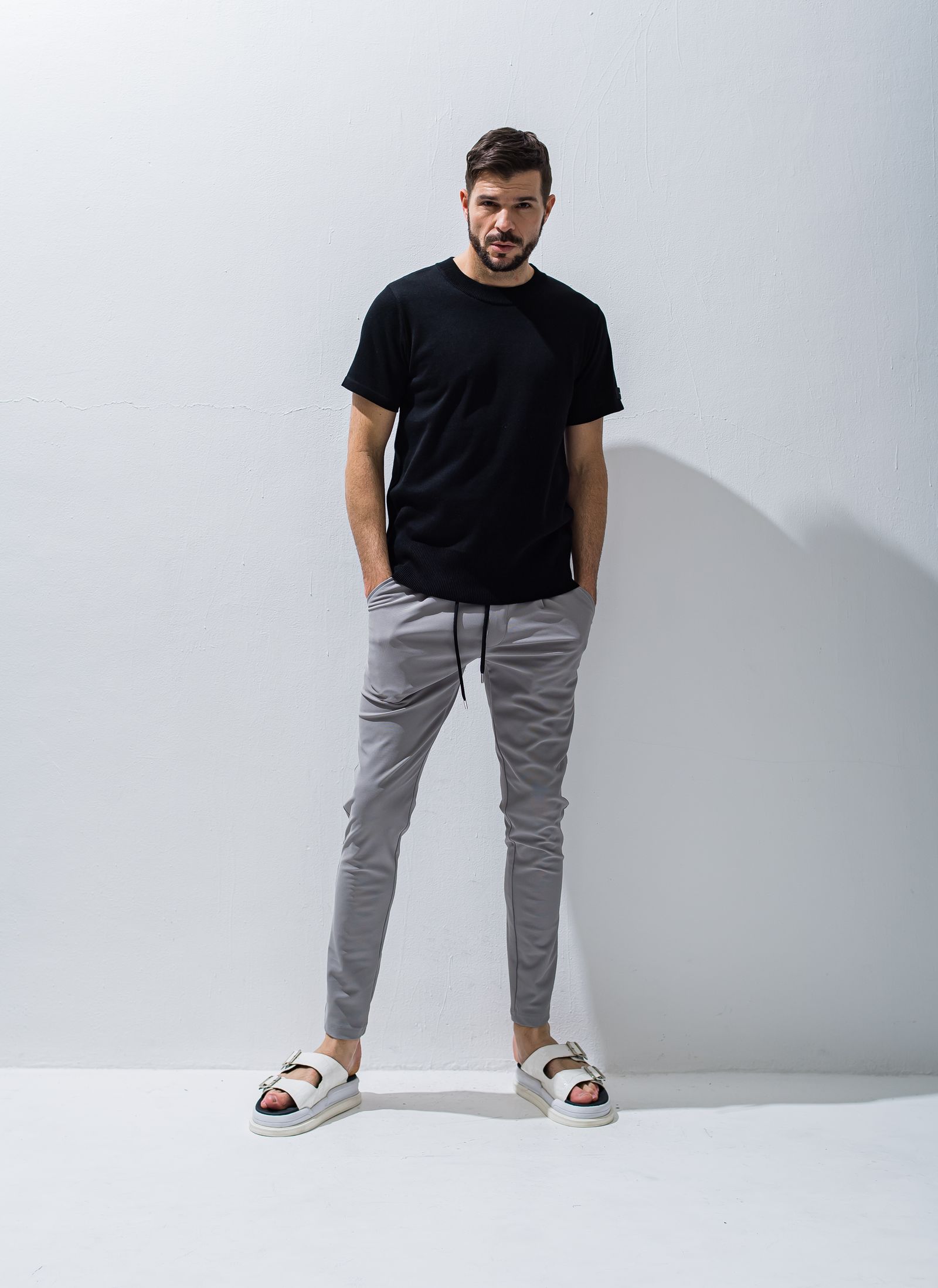 SILK HALF KNT / RC28-K-001 / 無地半袖サマーニット / ブラック