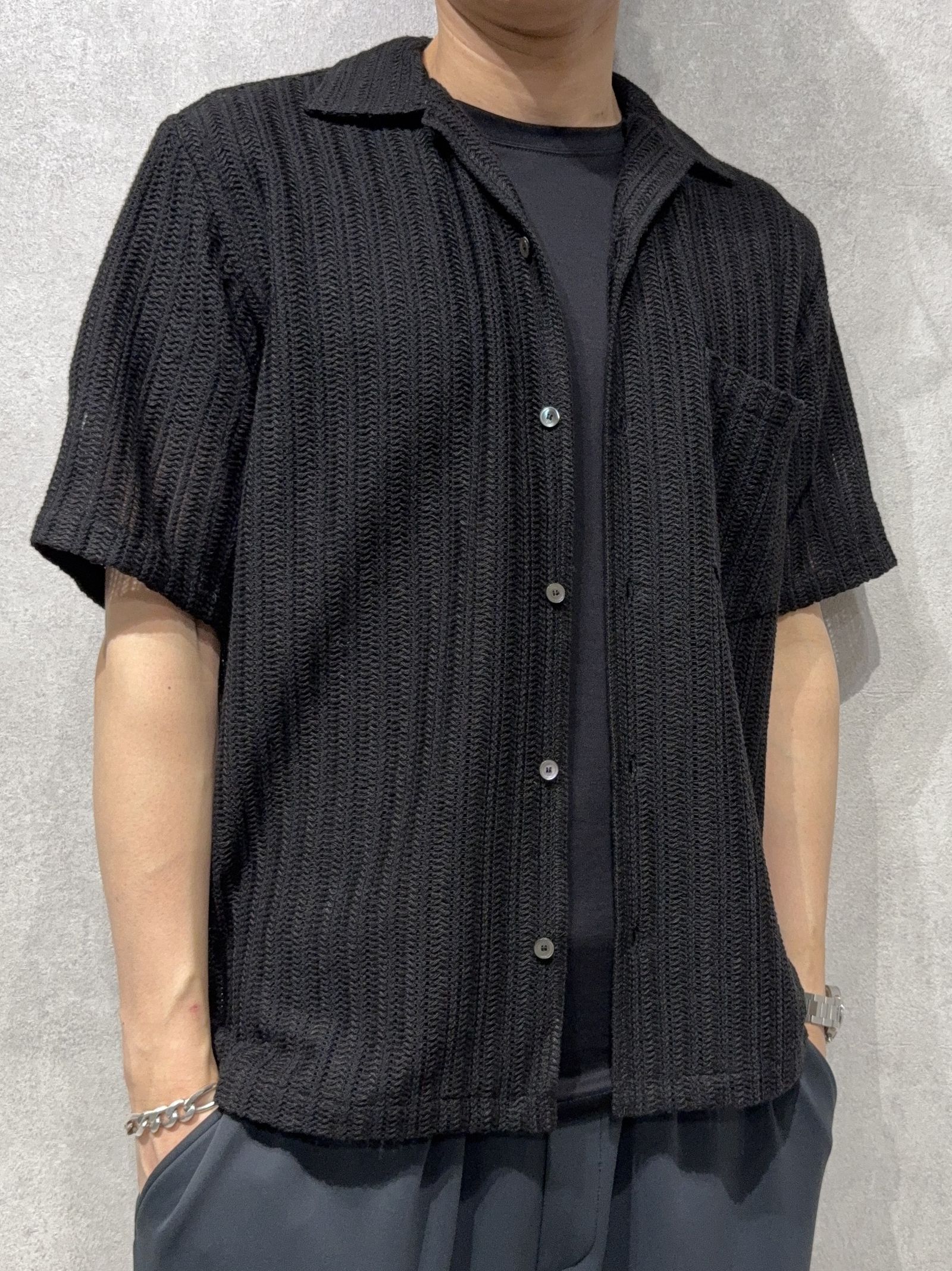 RUSSEL SHIRTS / DP1-SH-004 / ラッセル織り半袖シャツ / ブラック