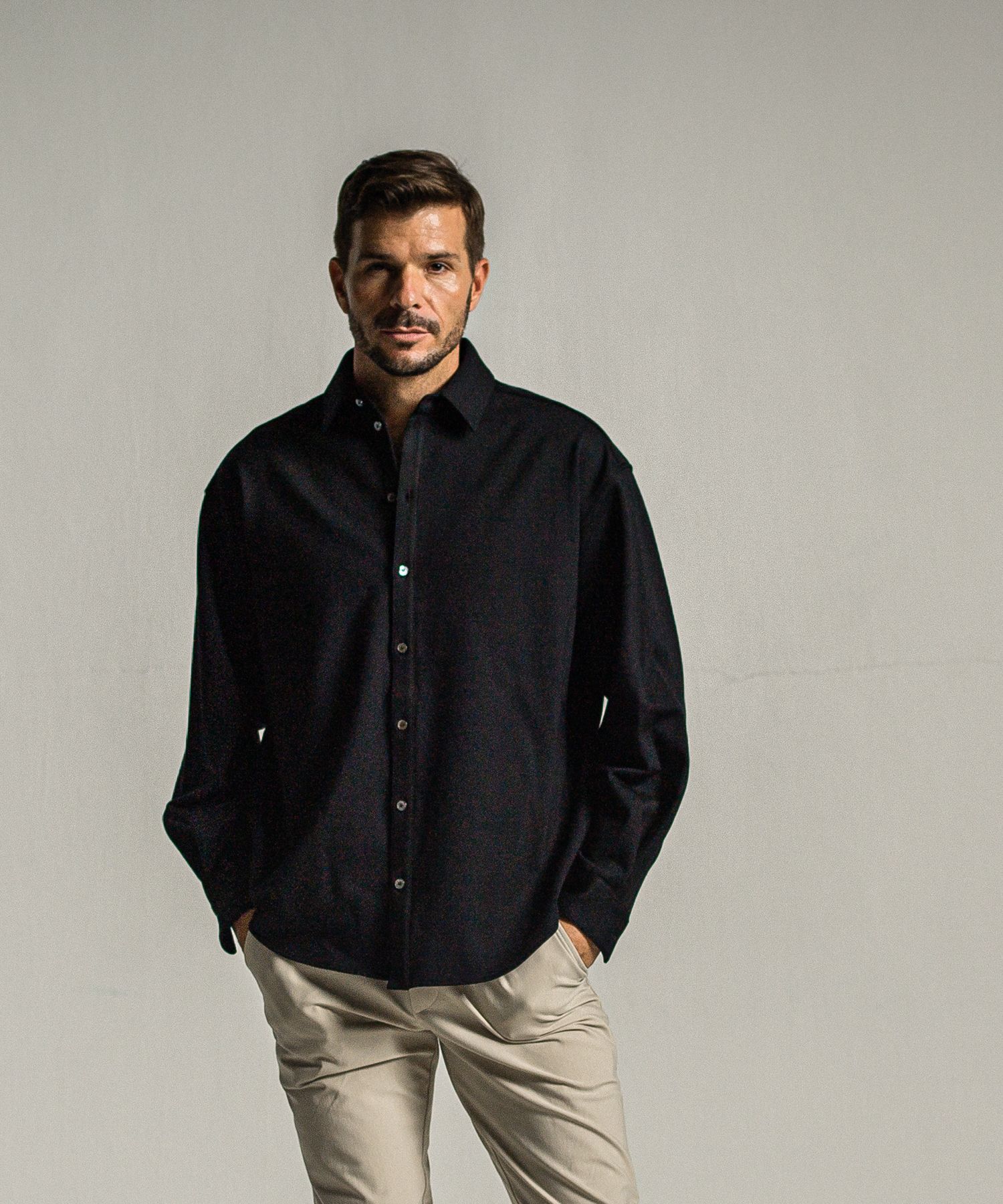 JERSEY JACK SHIRT / RC34-SH-001 / 裏起毛オーバーサイズシャツ / ブラック