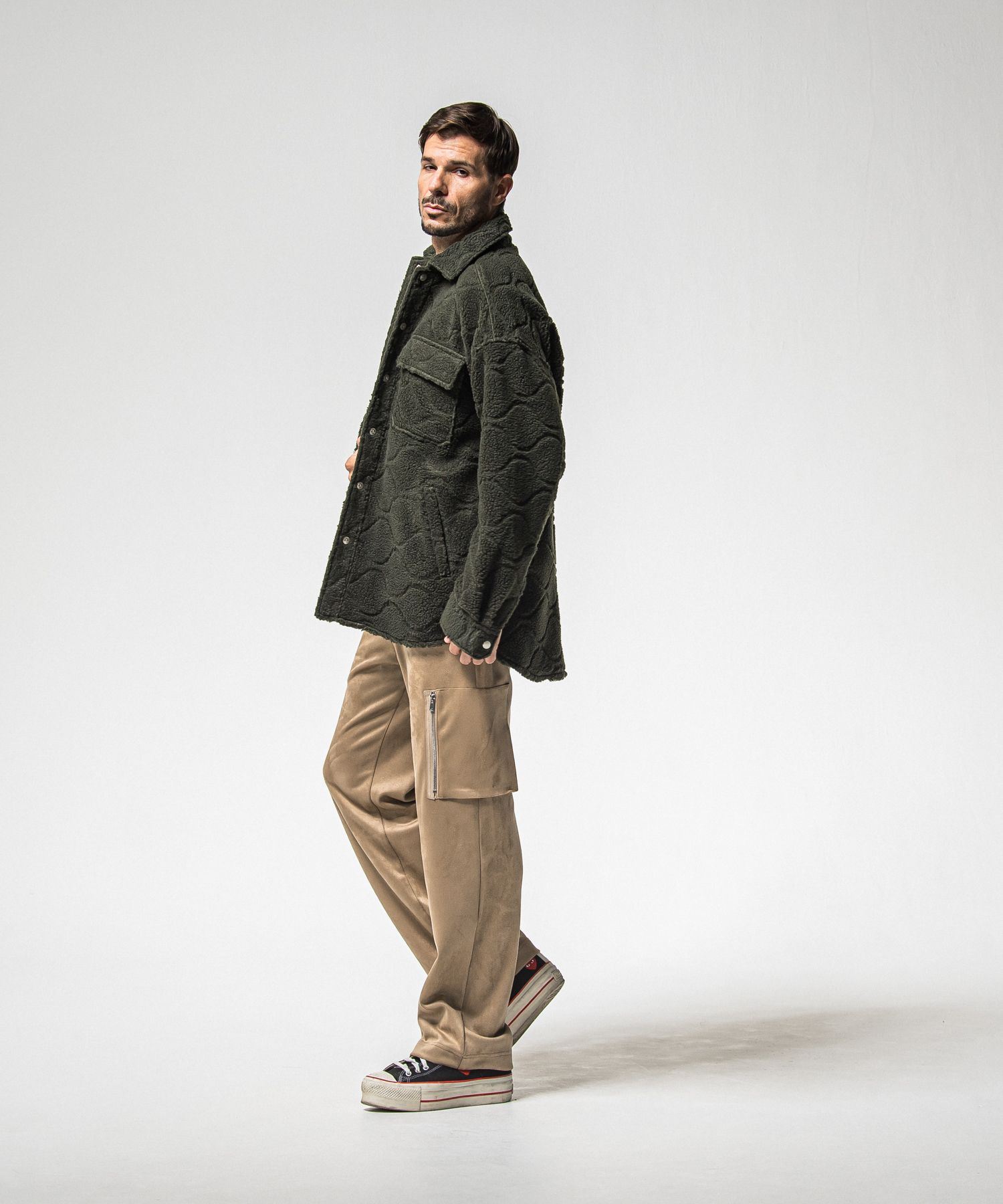 DAVID CARGO PANTS / RC38-ST-040 / スエードワイドカーゴパンツ / ブラウン (1月上旬入荷予定)