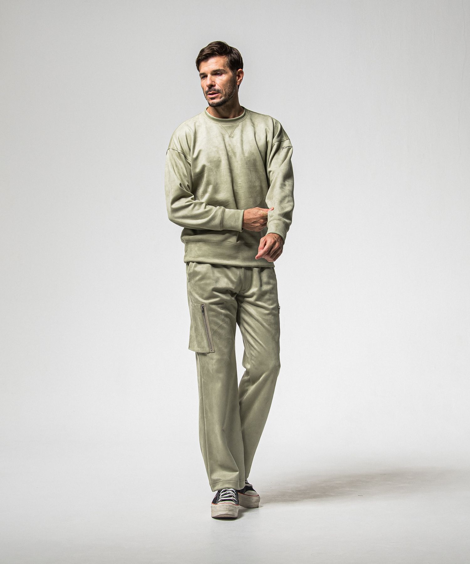 DAVID CARGO PANTS / RC38-ST-040 / スエードワイドカーゴパンツ / カーキ (1月上旬入荷予定)
