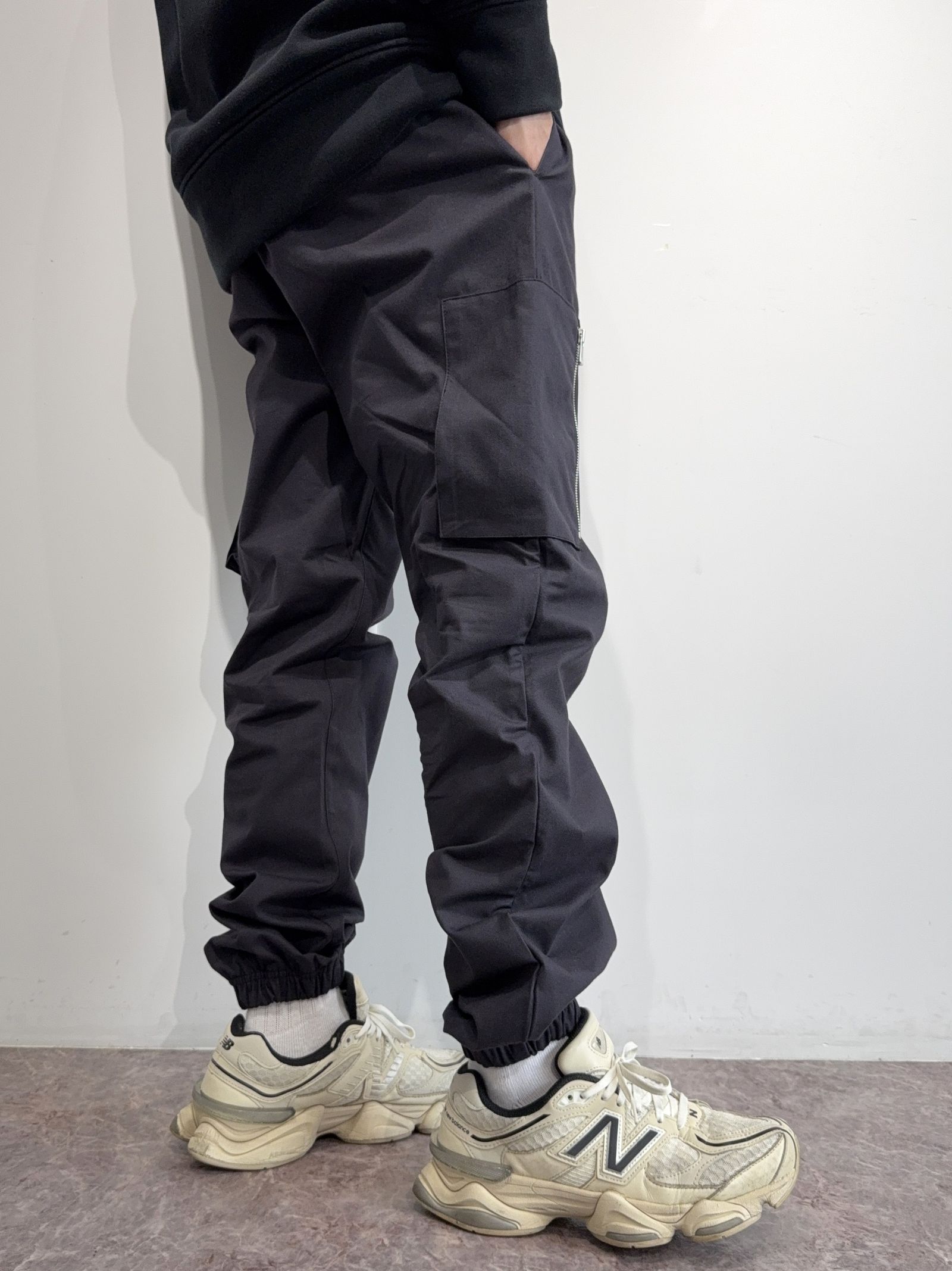 DAVID CARGO PANTS / RC35-ST-040 / ミリタリー裾ゴムカーゴパンツ / ブラック