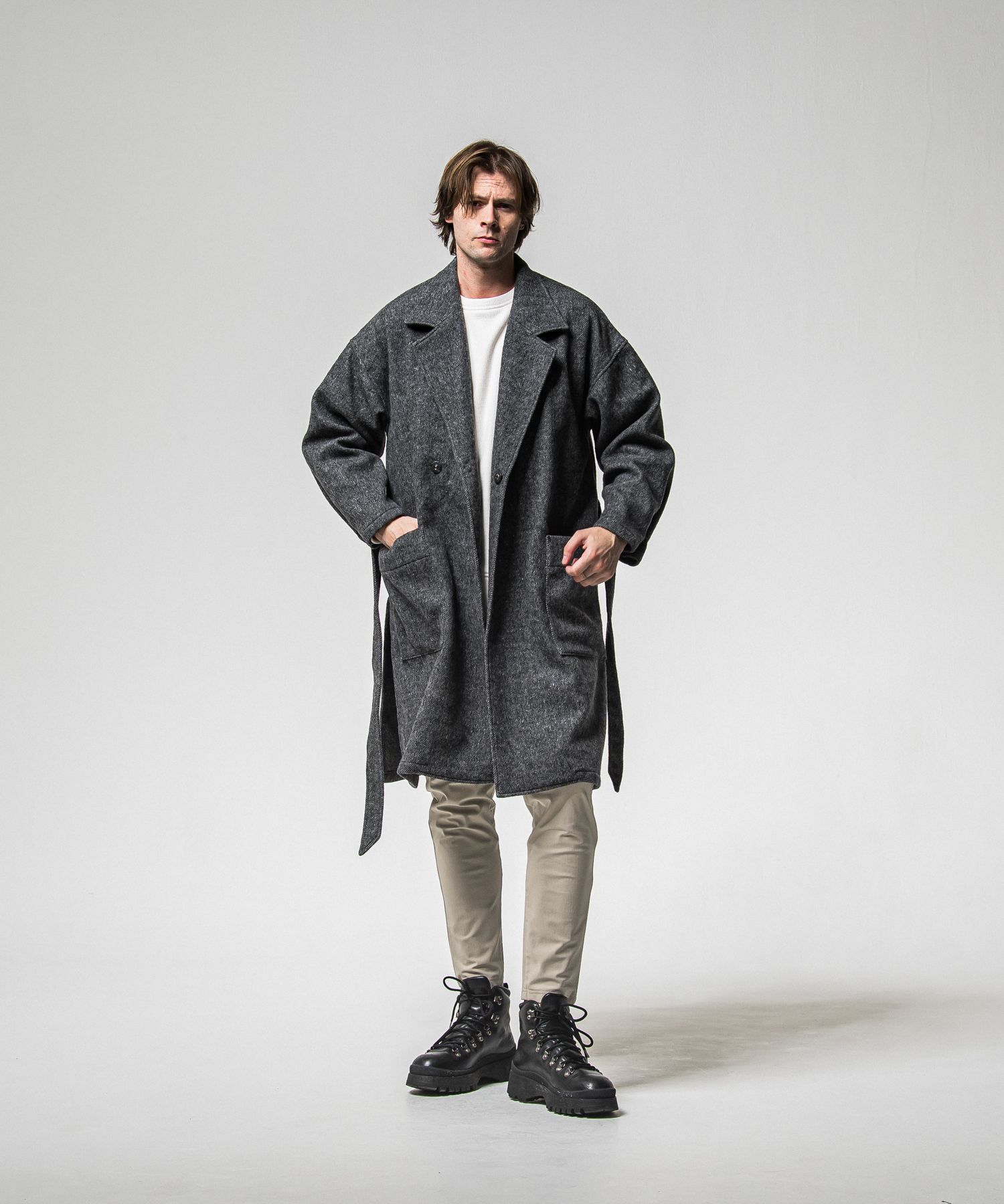 VELOURS FLEECE THERMAL LOOSE TRAINER / RC38-C-002 / 裏起毛サーマルトレーナー / ホワイト (10月中旬入荷予定)