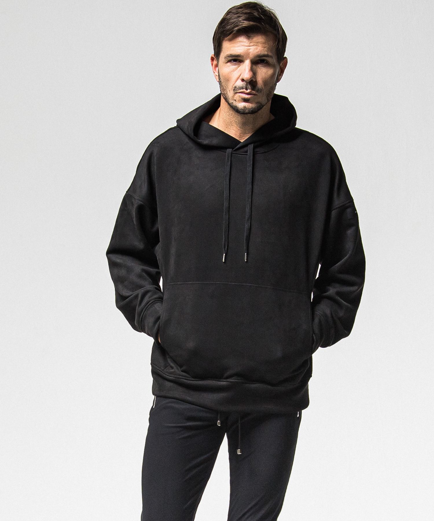 SUEDE LOOSE HOODIE / RC38-C-006 / スエードパーカー / ブラック (1月上旬入荷予定)