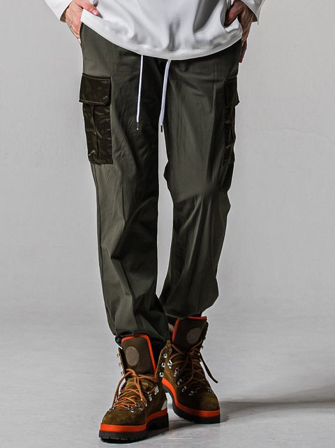 NY PT CARGO PANTS / RC39-ST-035 / ナイロン裾ゴムイージーカーゴパンツ / カーキ (2月中旬入荷予定)