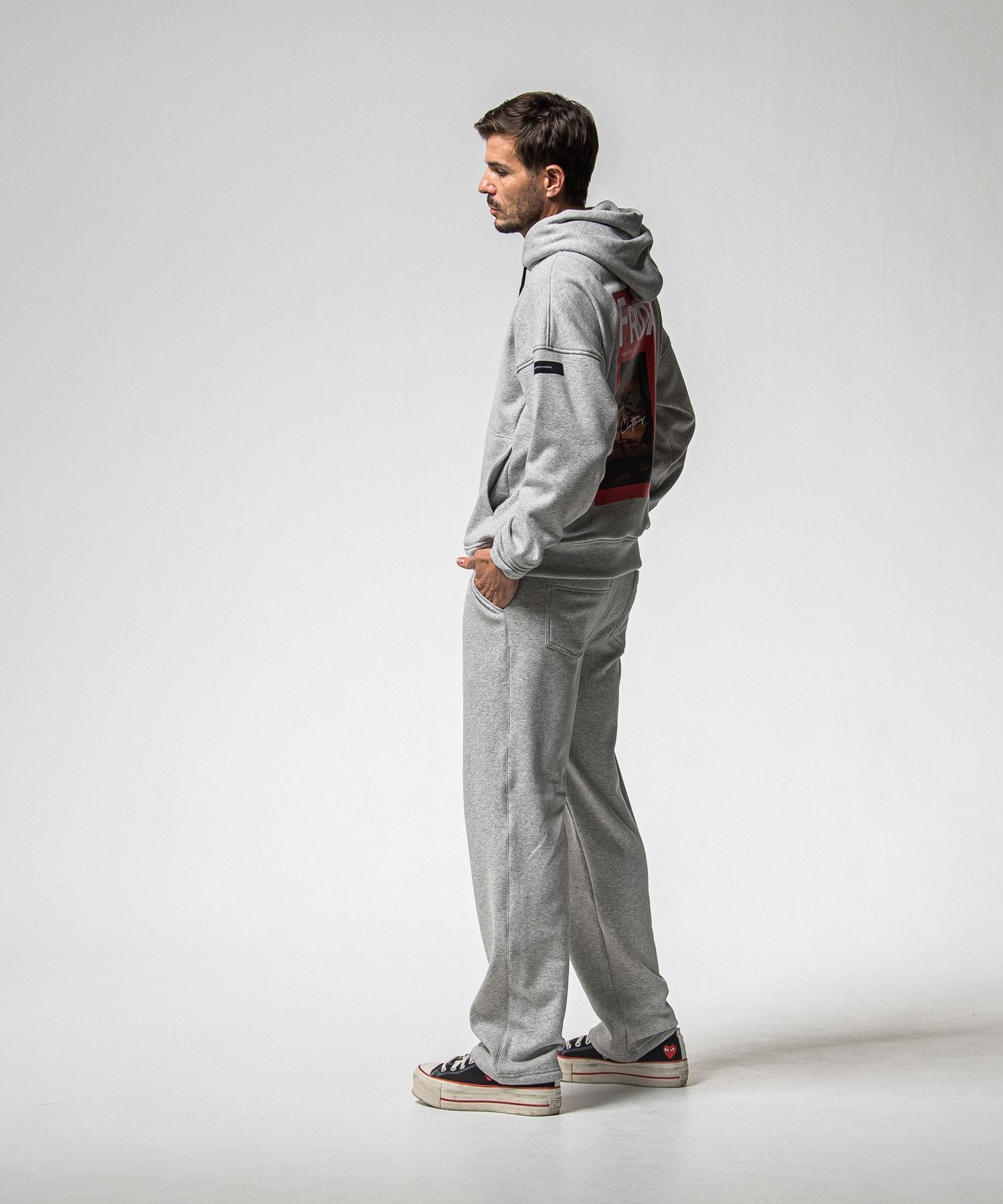 VELOURS FLEECE WIDE TUCK PANTS / RC38-ST-016HWT / 裏起毛スウェットワイドタックパンツ / グレー (11月中旬入荷予定)