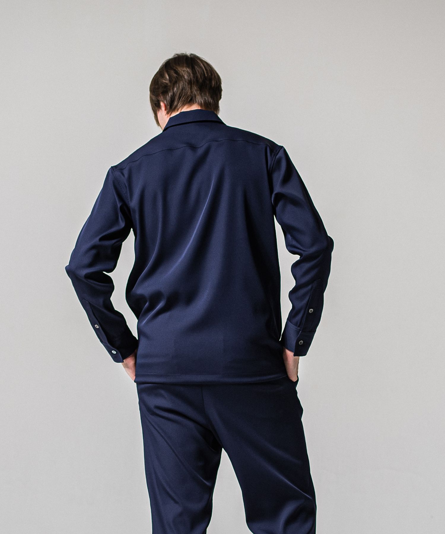 PULLOVER SATIN SHIRT / RC39-SH-002 / ハーフジップサテンシャツ / ネイビー (3月上旬入荷予定)