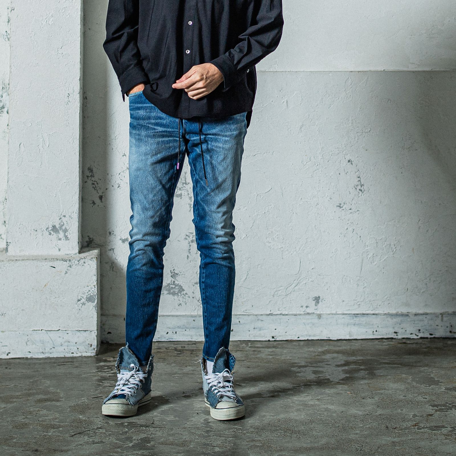 MICK DENIM JERSEY / RC35-ST-020 / デニムジャージテーパードパンツ / インディゴユーズド