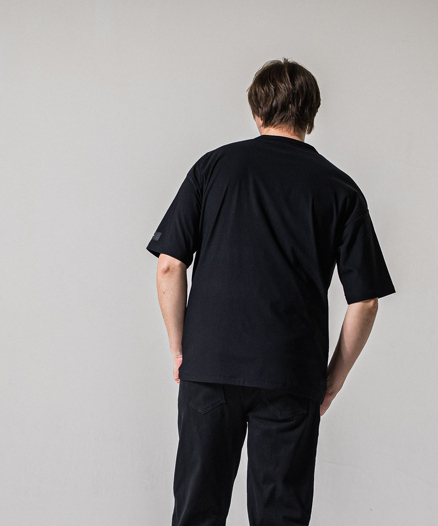 LEATHER POCKET OVER NYLON T / RC39-T-005 / レザーポケットナイロンビッグTシャツ / ブラック (4月上旬入荷予定)