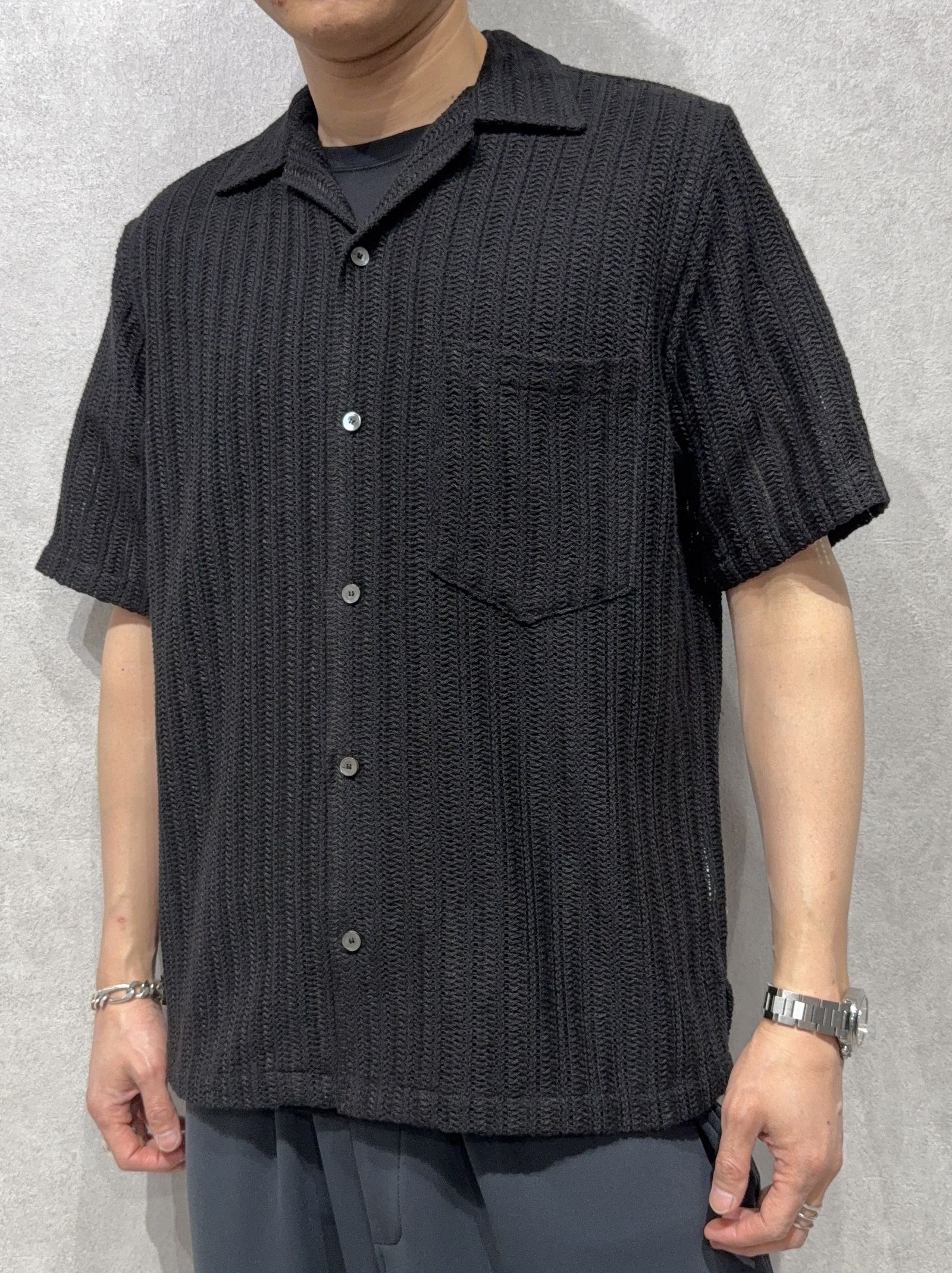 RUSSEL SHIRTS / DP1-SH-004 / ラッセル織り半袖シャツ / ブラック