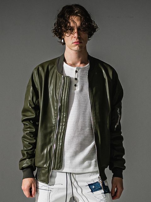 DAVID JACKET / RC41-JK-003 / MA-1 / カーキレザー (9月下旬入荷予定)