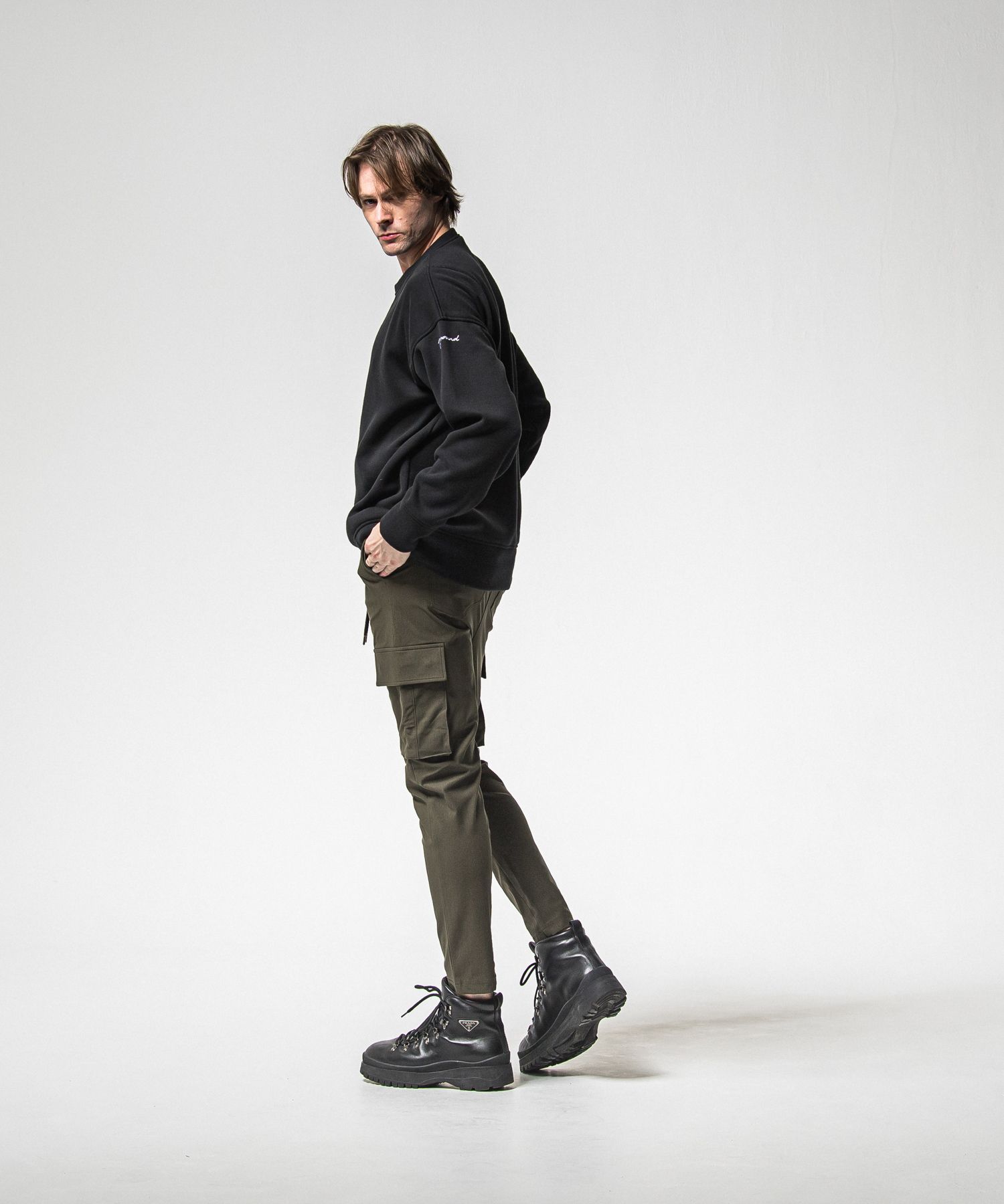 SUEDE DROP TRAINER / RC38-C-005 / スエードトレーナー / ブラック (1月上旬入荷予定)