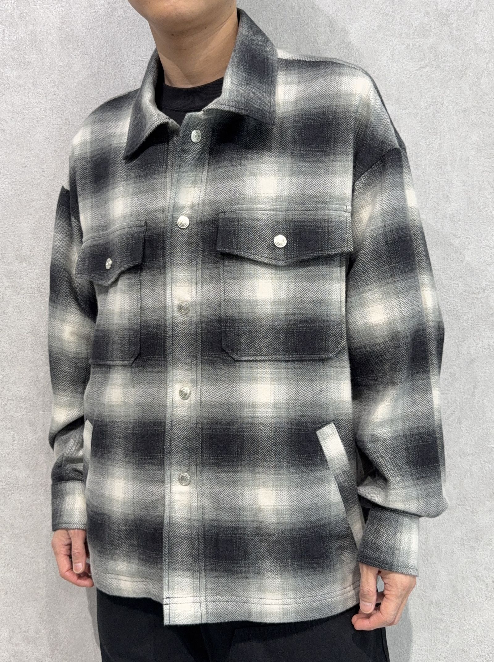 FLANNEL CHECK JK / RC41-JK-006 / フランネルチェックCPOジャケット / ブラック
