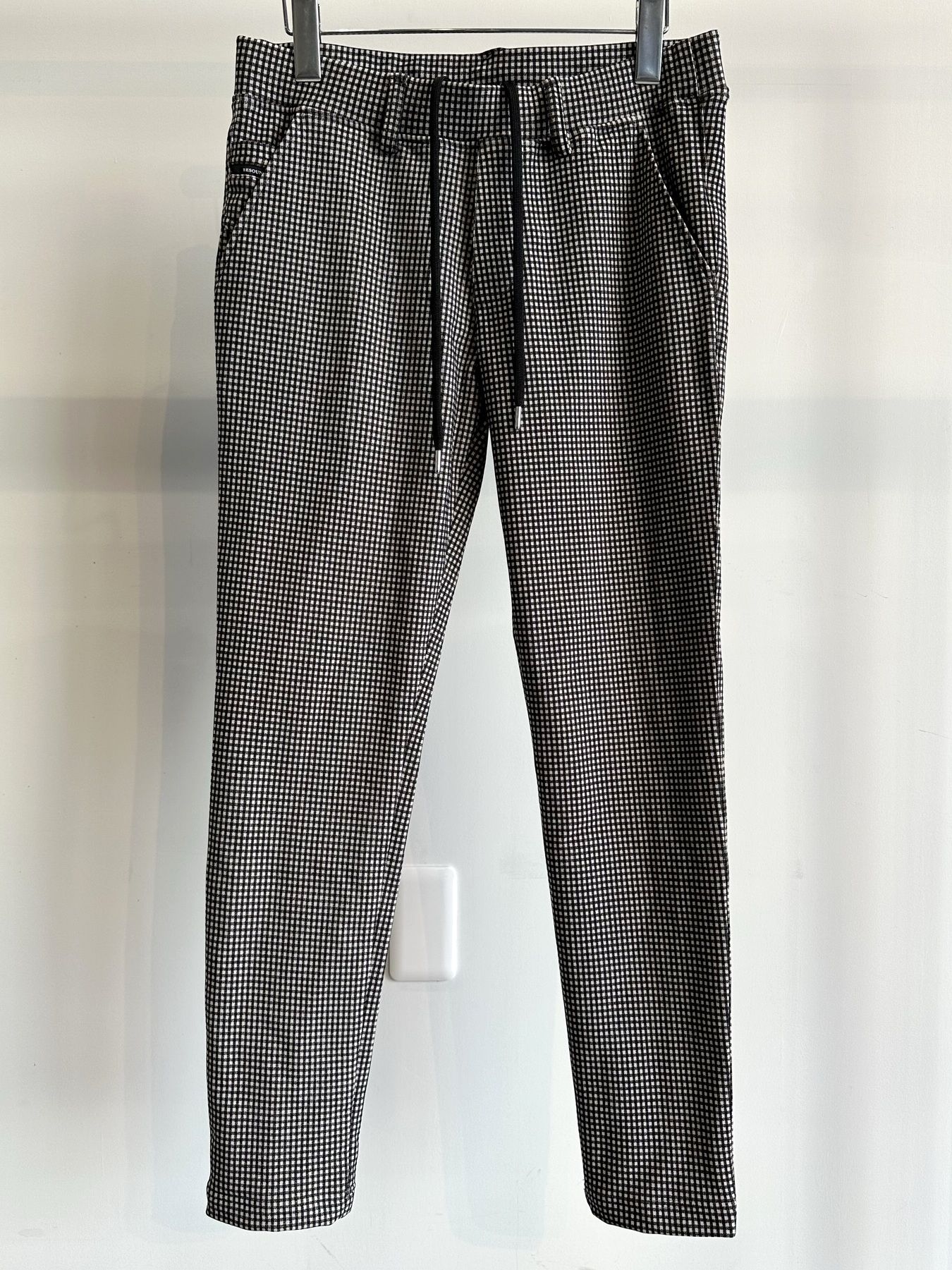 CHRIS EASY HEAT PANTS / RC30-ST-016H / 裏起毛イージーパンツ / 千鳥柄ホワイト×ブラック