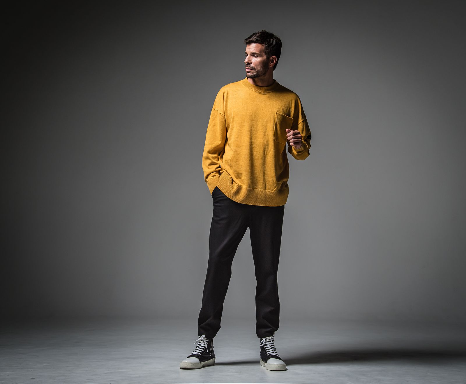 POCKET OVER SWEATER / RC30-K-002 / ポケットルーズニット / キャメル