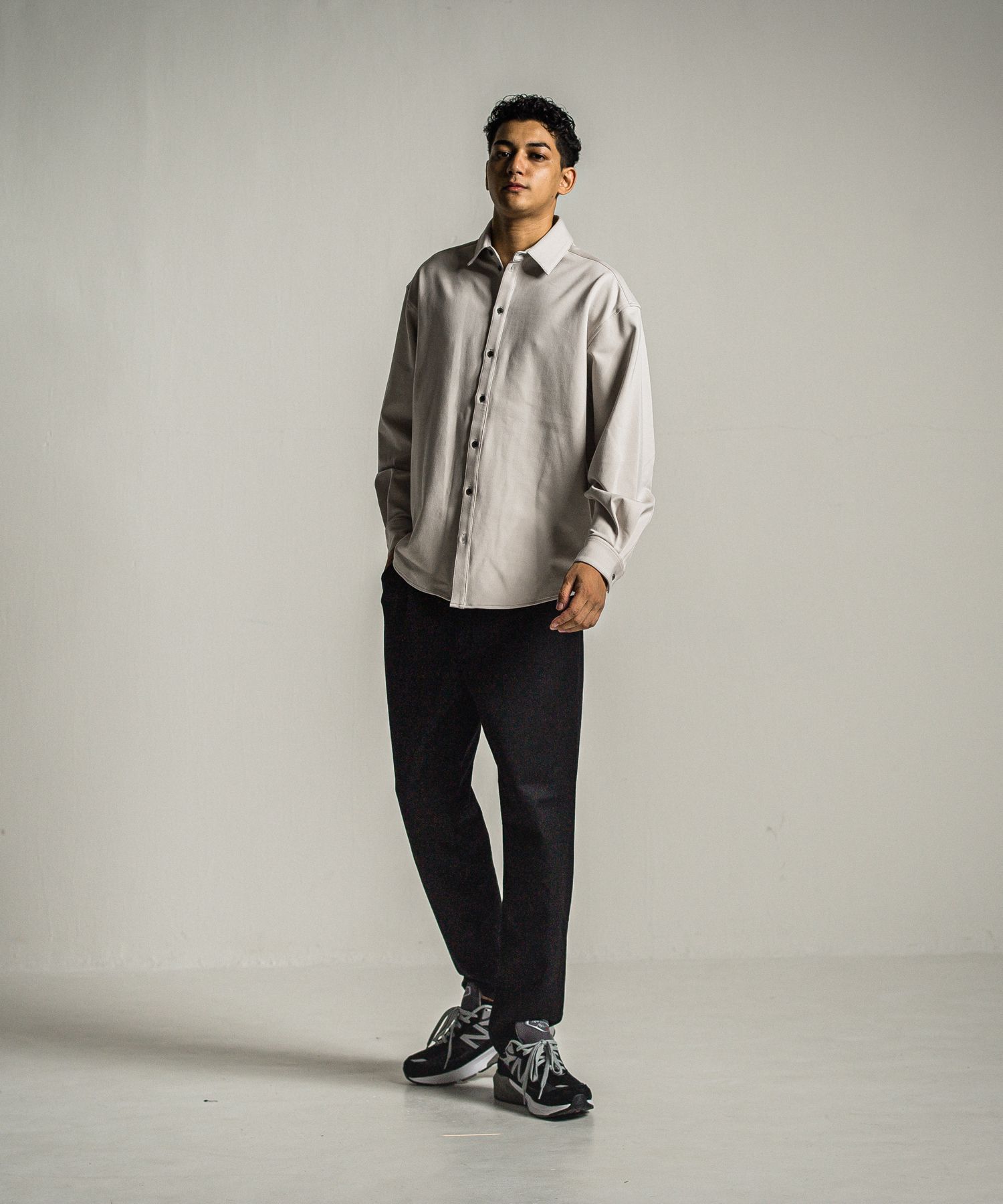 PAT WIDE EASY PANTS / RC34-ST-036 / ワイドテーパードパンツ / ブラック