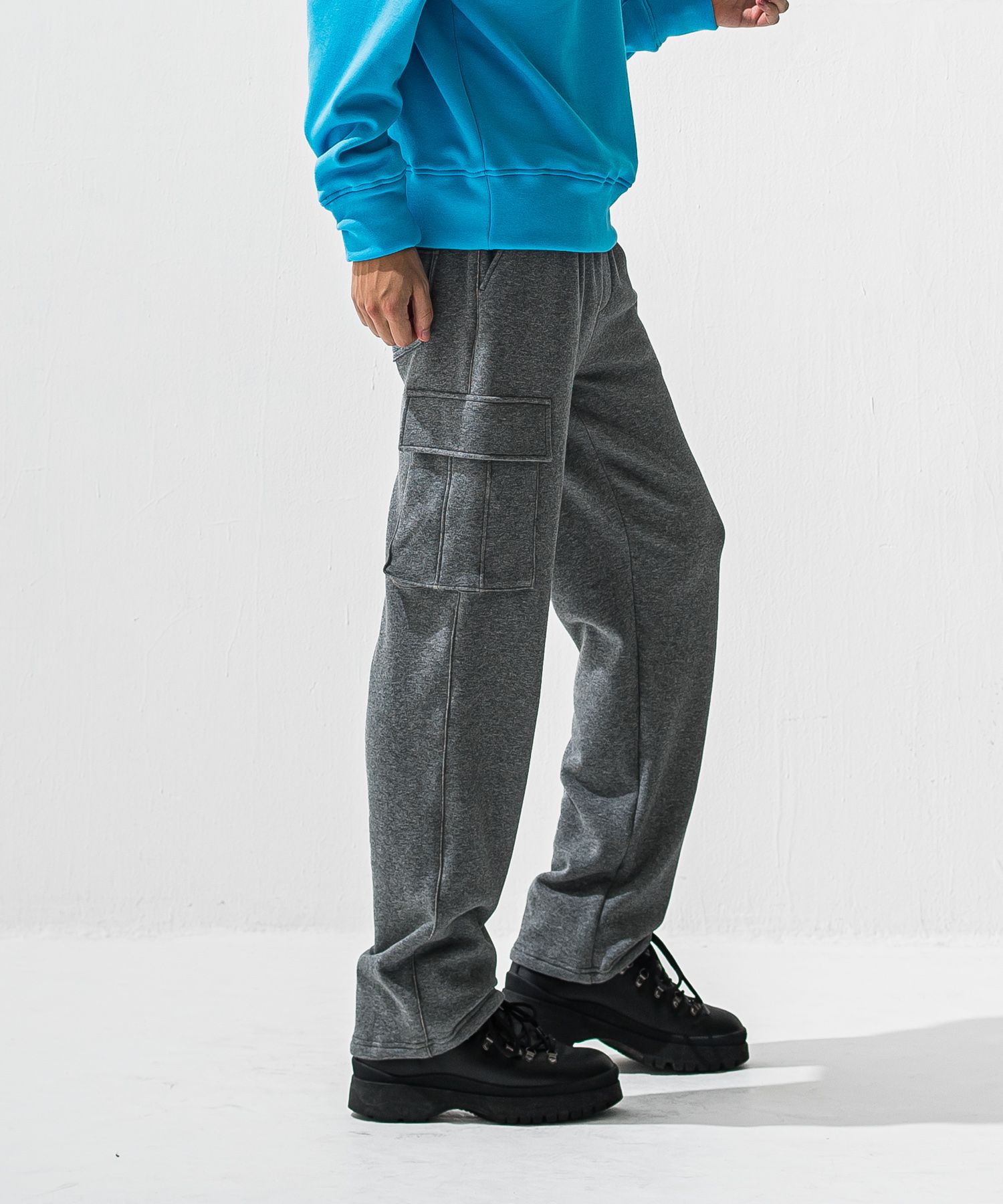 VELOURS FLEECE HEAD CARGO / RC42-ST-043 / 裏起毛セミワイドカーゴタックパンツ / チャコール (11月中旬入荷予定)
