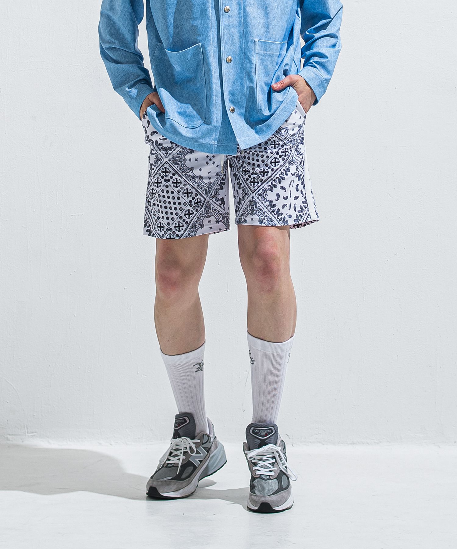 RUSH SHORTS / RC40-HP-002 / ラッシュガードショーツ / バンダナホワイト (5月下旬入荷予定)