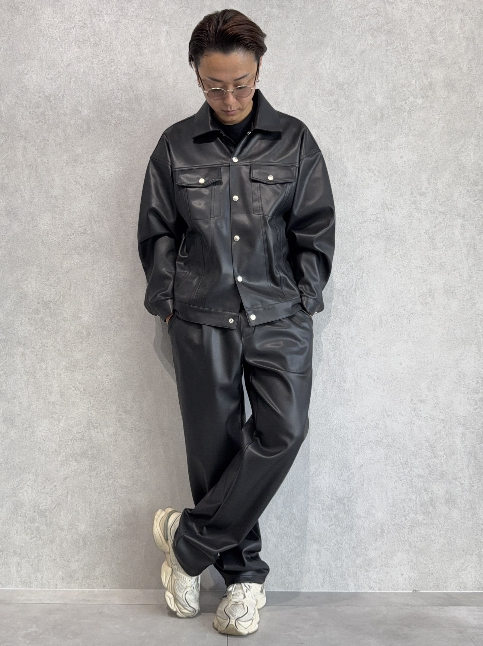 LEATHER OVER 3RD G / RC37-JK-006 / エコレザー3RD型Gジャン / ブラック