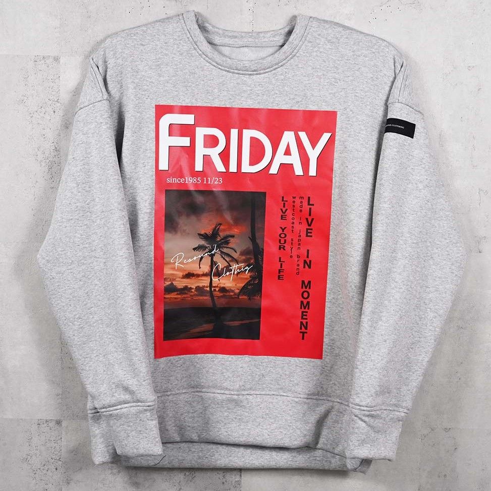 【FRIDAYコラボ】 FRIDAY OLD COVER VELOURS FLEECE TRAINER / RCF1-C-002 / 裏起毛FRIDAYオールドカバートレーナー / グレー (11月上旬入荷予定)