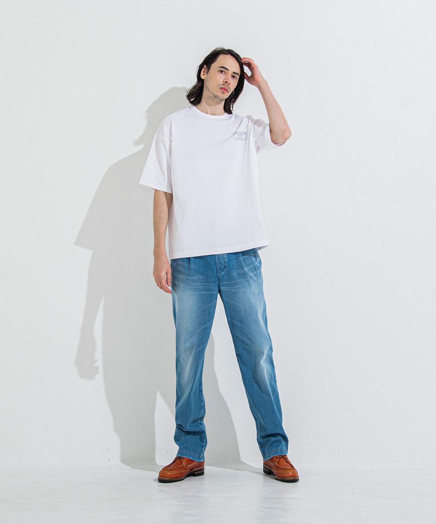 DENIM JERSEY WIDE PT / RC36-ST-016WTD / ライトオンスデニムジャージワイドパンツ / ライトインディゴ
