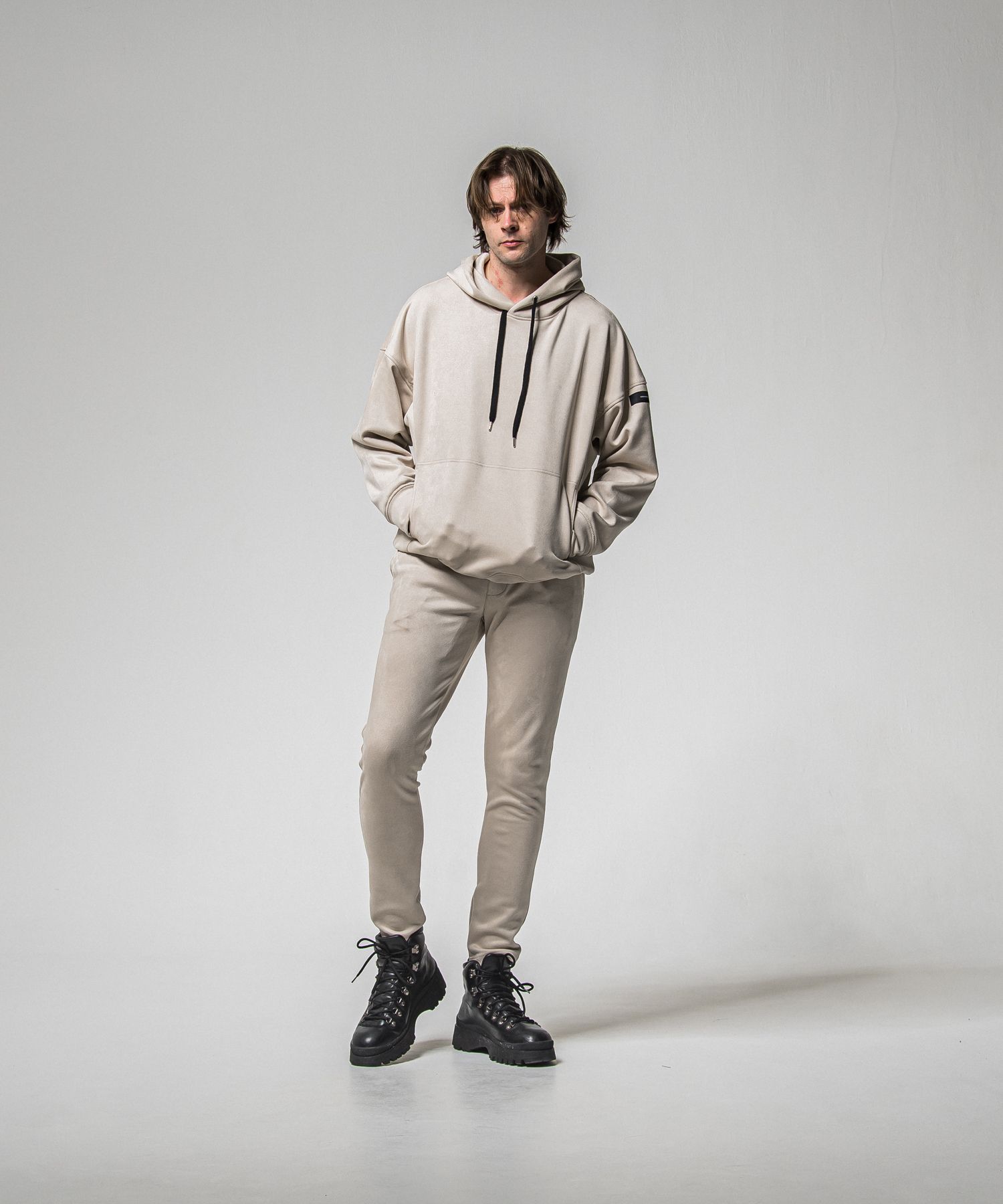 SUEDE LOOSE HOODIE / RC38-C-006 / スエードパーカー / グレージュ (1月上旬入荷予定)