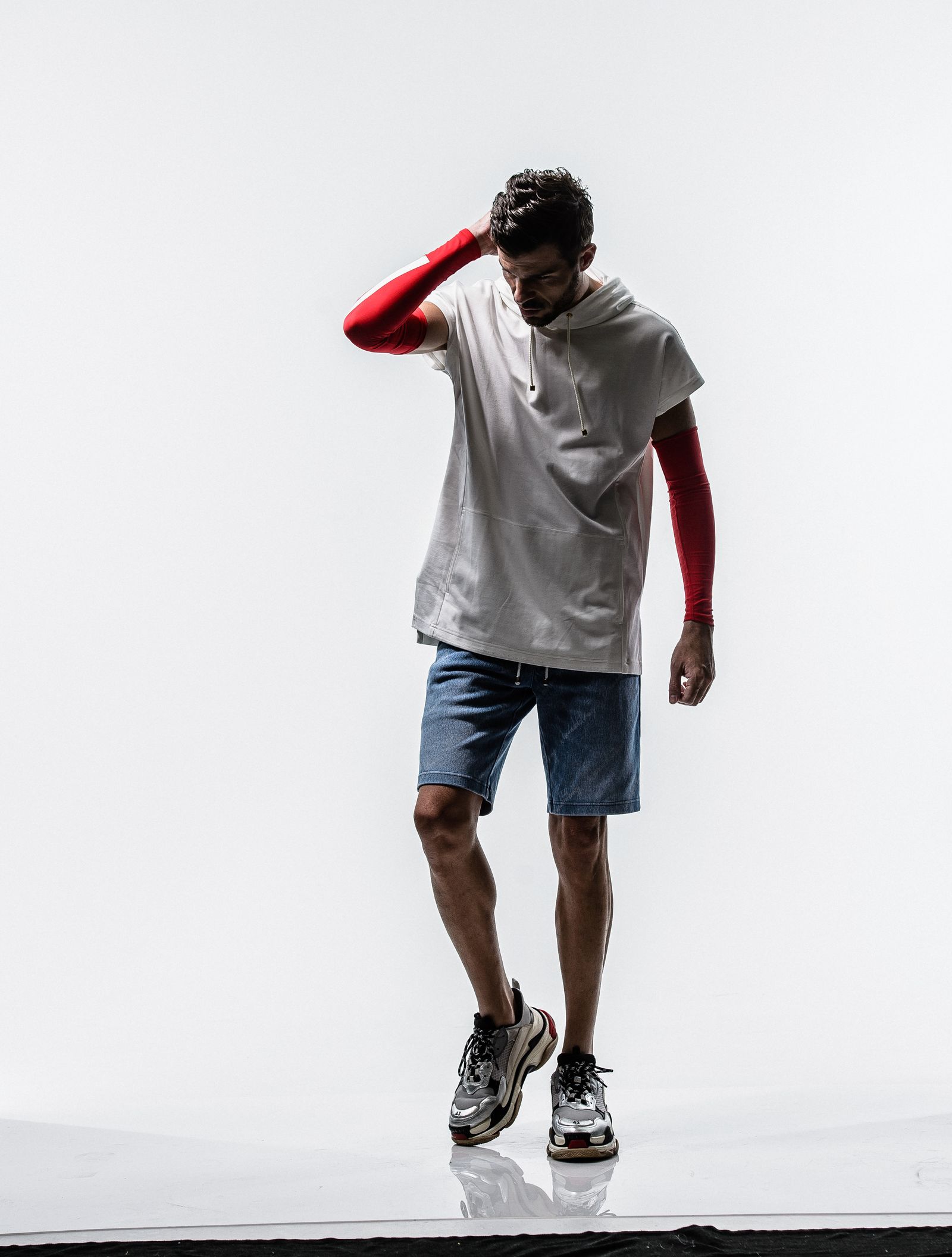 EX DENIM JERSEY LINE HALF PT / RC12-ST-012 / ラインデニムジャージショーツ / インディゴモノグラム