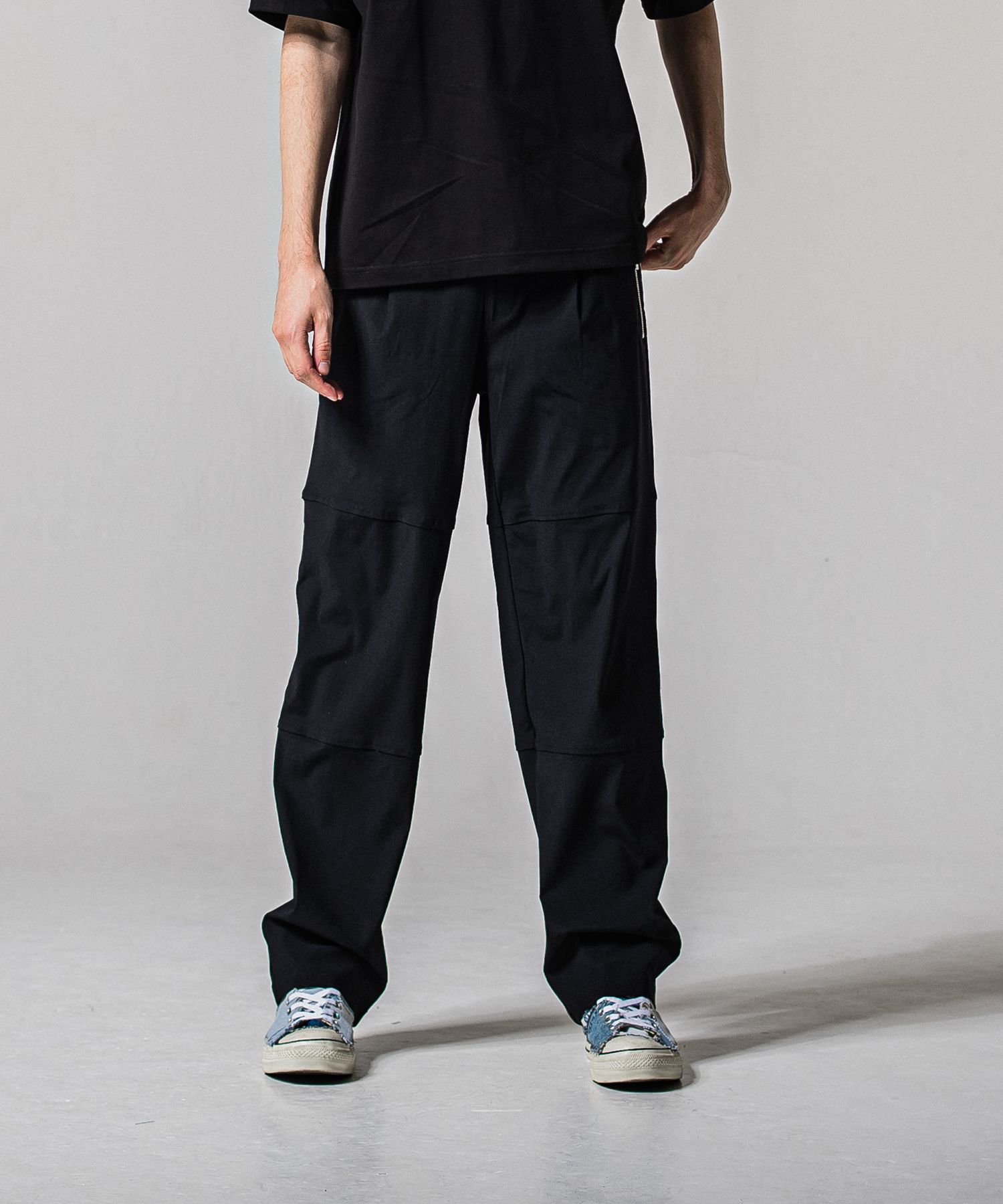 JOHNSON LINE WIDE PANTS / RC39-ST-009WT / ジョンソンラインワイドタックパンツ / ブラック×ホワイト (1月下旬入荷予定)