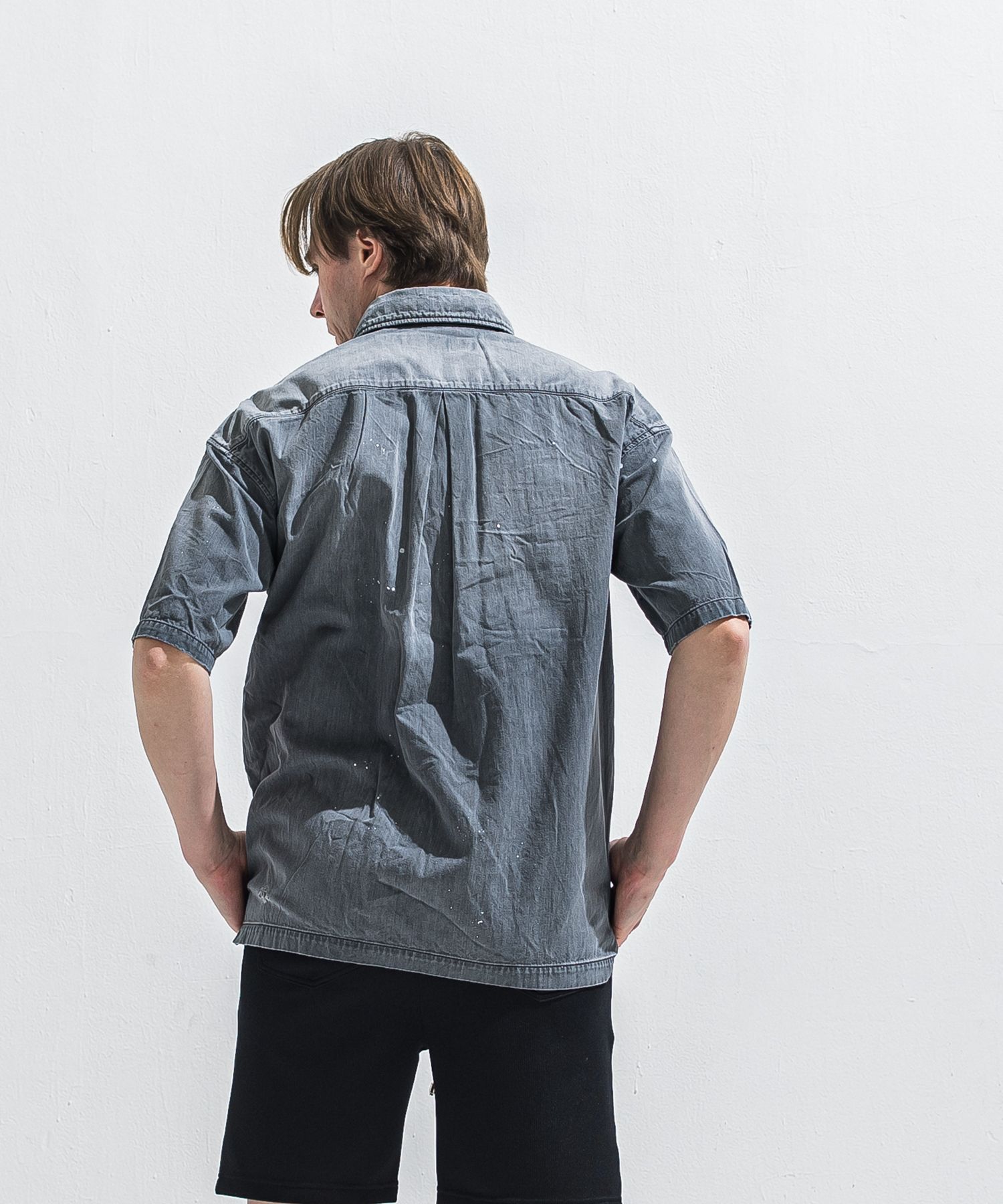 HALF DENIM SHIRTS / RC40-SH-002 / デニム半袖シャツ / ブラック (6月上旬入荷予定)