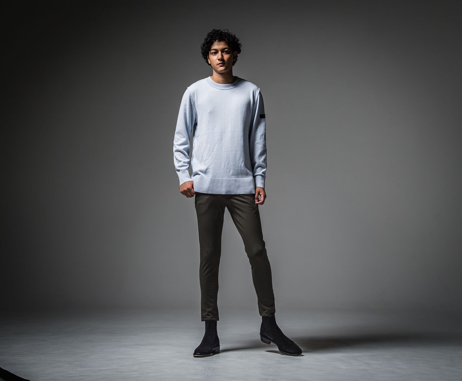 OUT SEAM SWEATER / RC30-K-001 / アウトシームニット / サックス