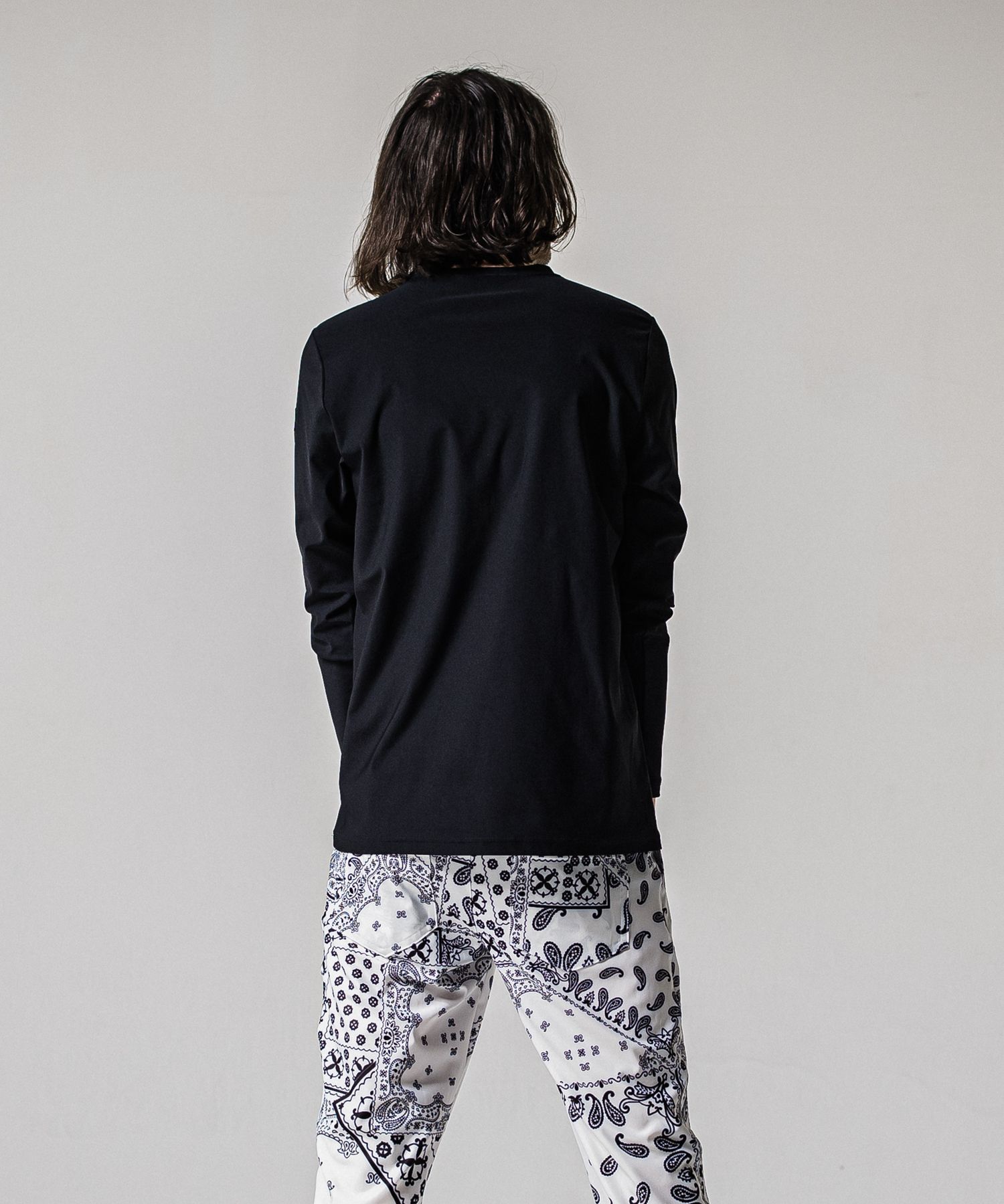 NYLON LONGSLEEVE TEE / RC39-T-006 / 無地ナイロン長袖Tシャツ / ブラック (3月上旬入荷予定)