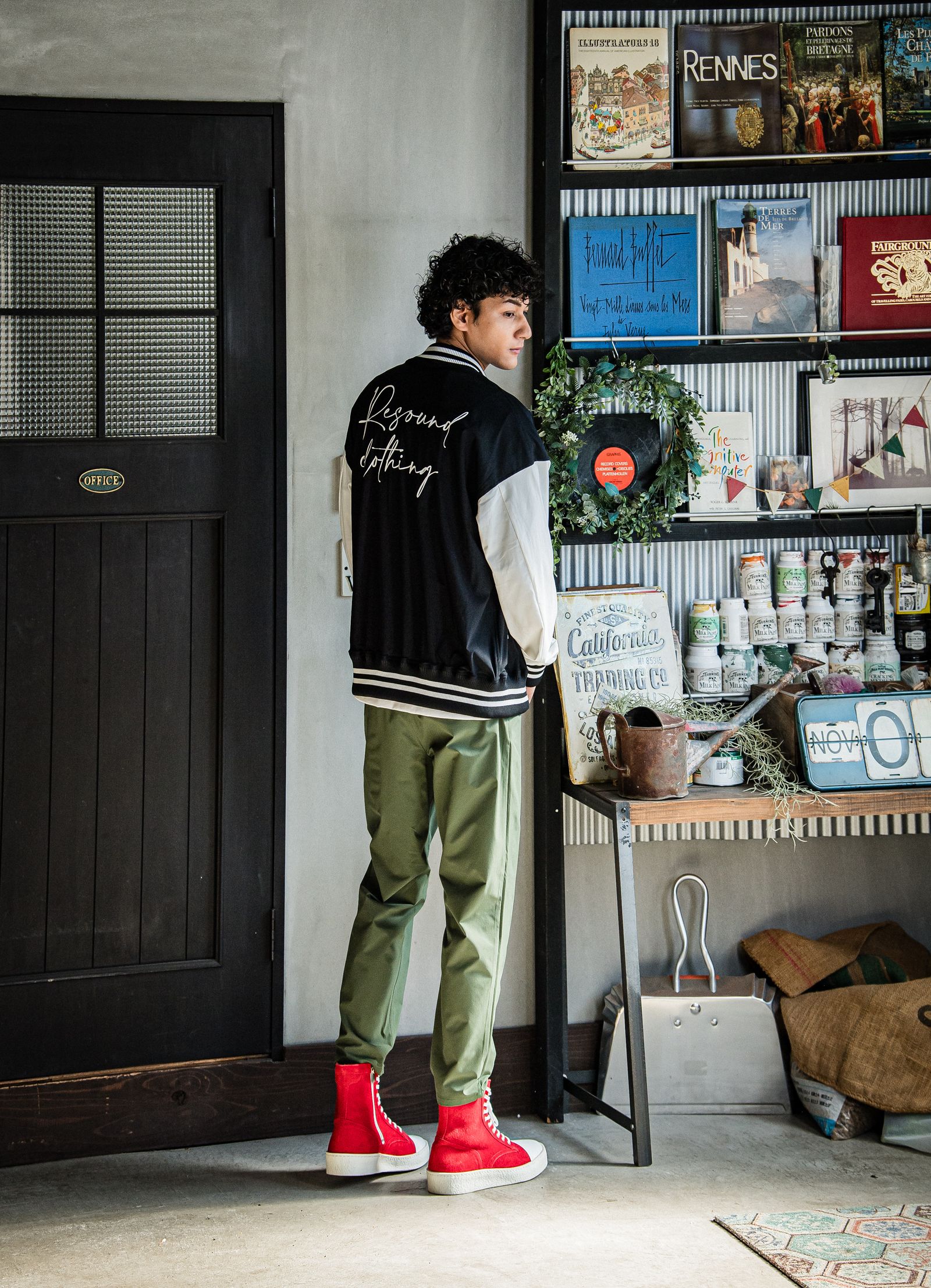 PAT WIDE EASY PANTS / RC31-ST-036 / ベルト付きテーパードワイドパンツ / ナイロンカーキ
