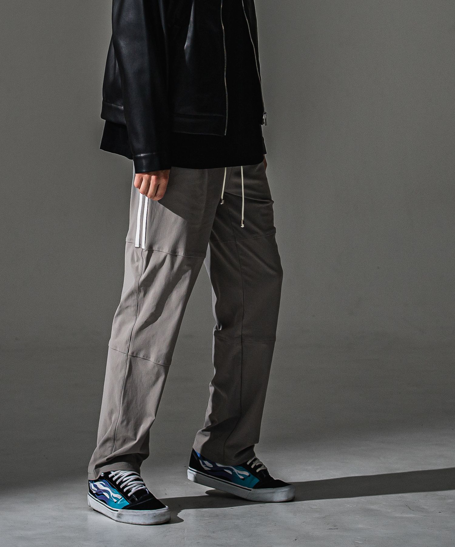 JOHNSON LINE WIDE PT / BASIC-ST-009WT / ジョンソンラインセミワイドタックパンツ / グレー×ホワイト (7月下旬入荷予定)