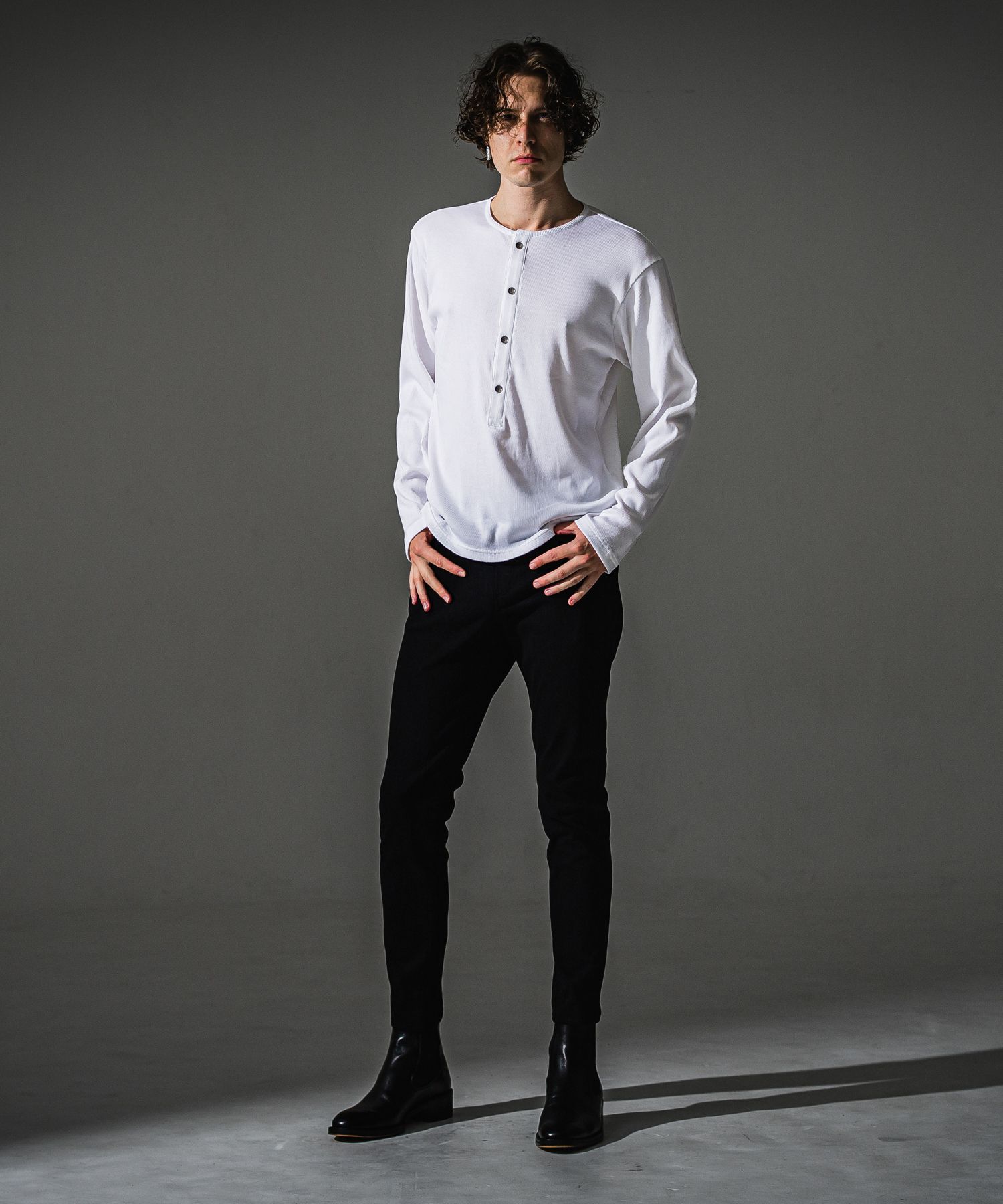 RIB HENRY LONGSLEEVE / RC41-T-005 / リブヘンリーネック長袖Tシャツ / ホワイト (7月中旬入荷予定)