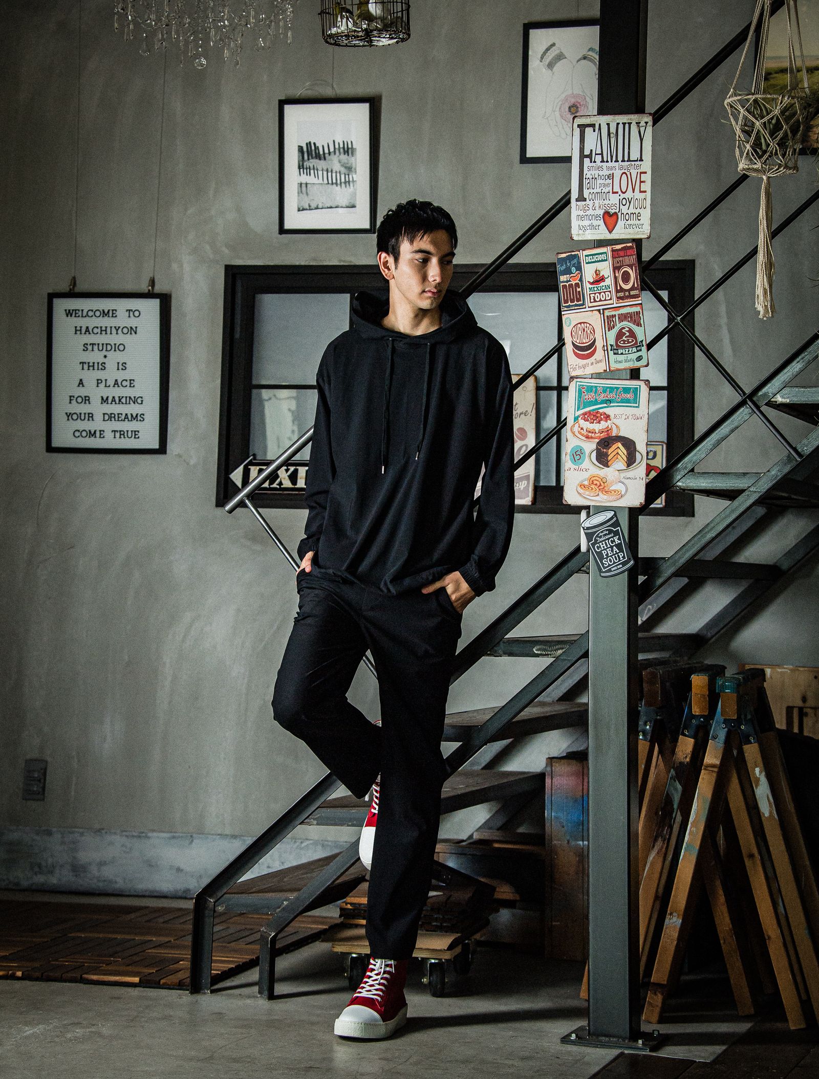 CHRIS EASY WIDE PANTS / RC31-ST-016W / ナイロンワイドパンツ / ブラック