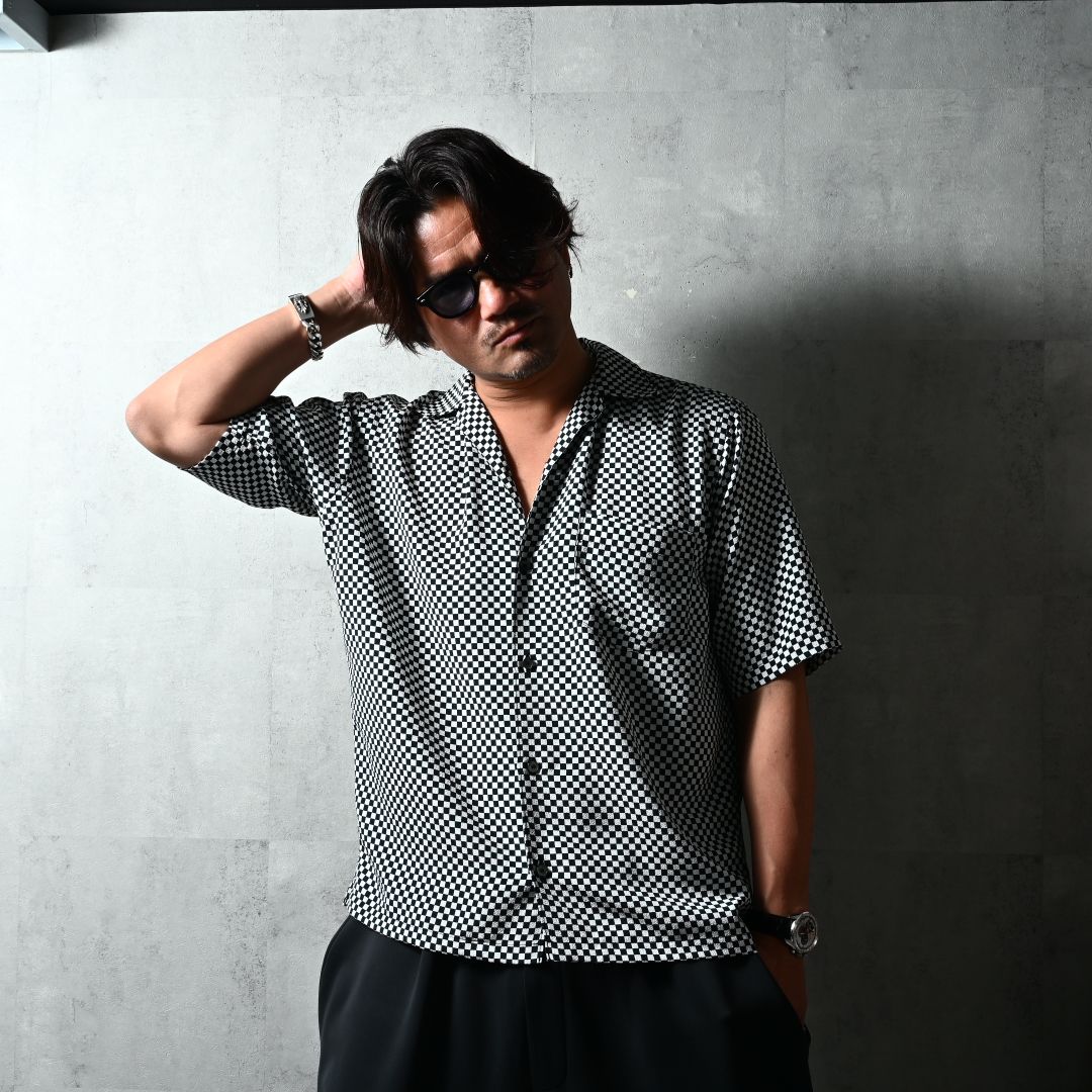 ICHIMATU SHIRTS / DP1-SH-003 / 市松模様半袖シャツ / ブラック×ホワイト (3月中旬入荷予定)