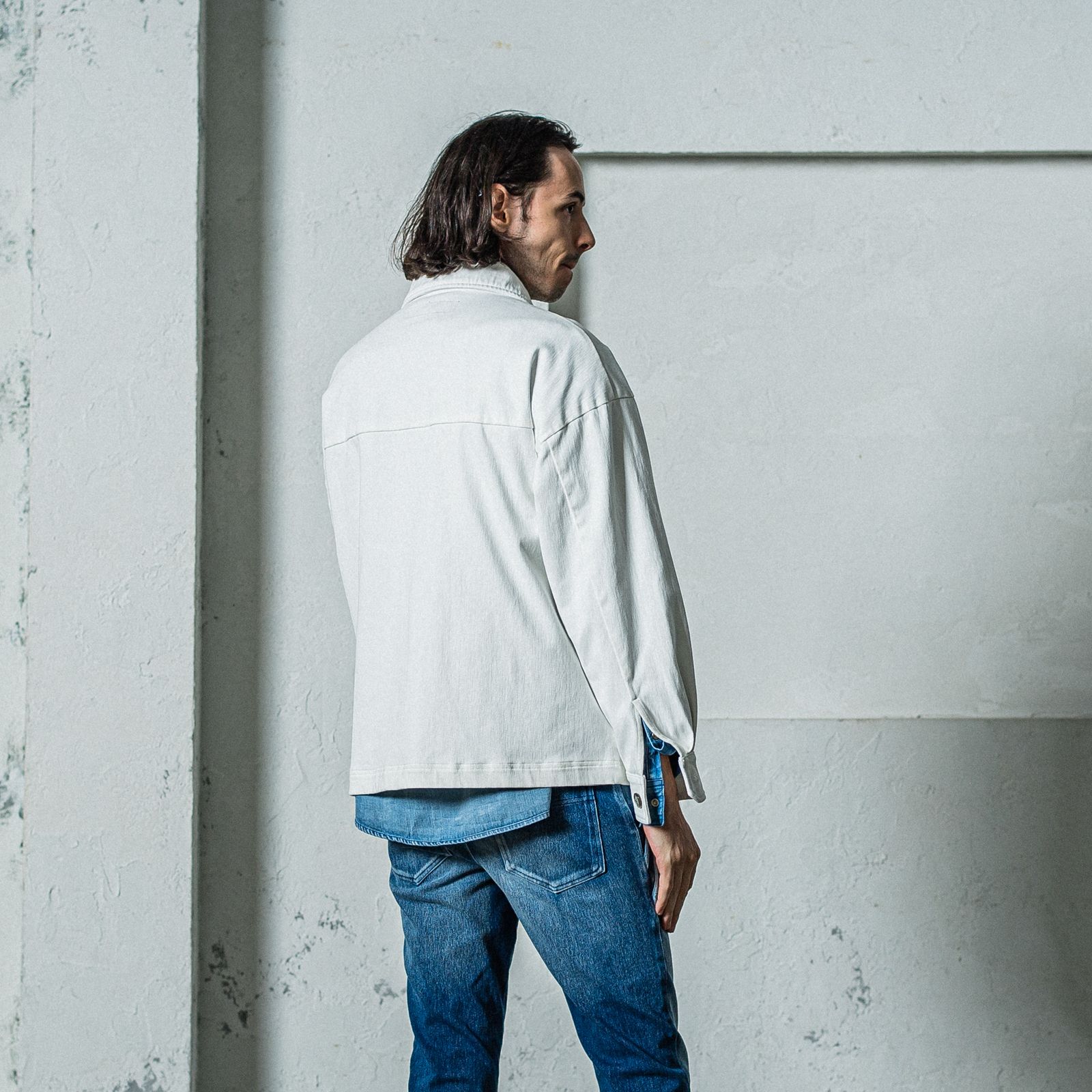 DENIM JERSEY OVER CPO / RC35-JK-002 / デニムジャージCPOジャケット / ホワイト